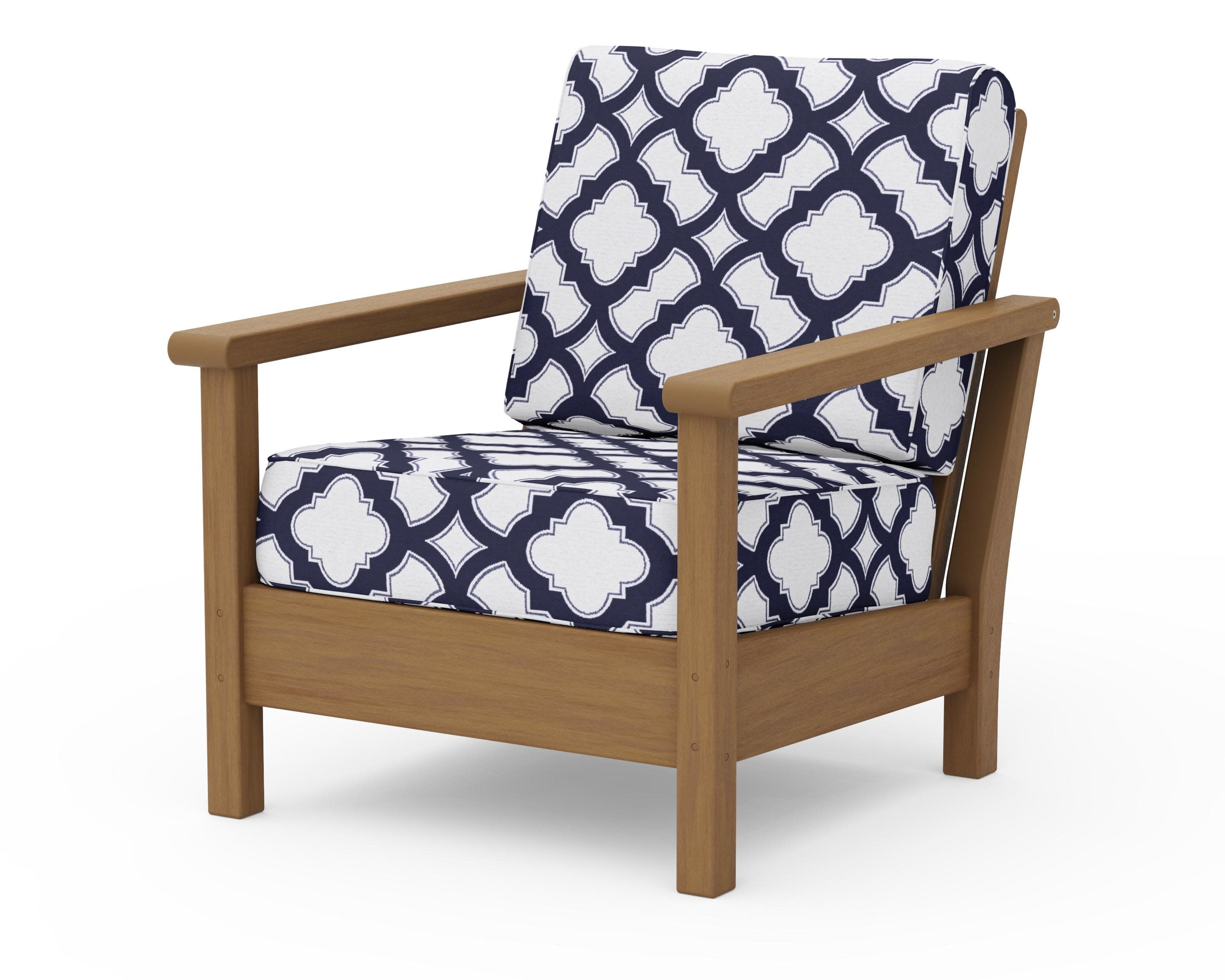 Harbour Deep Seating Chair in Natural / Trellis Navy