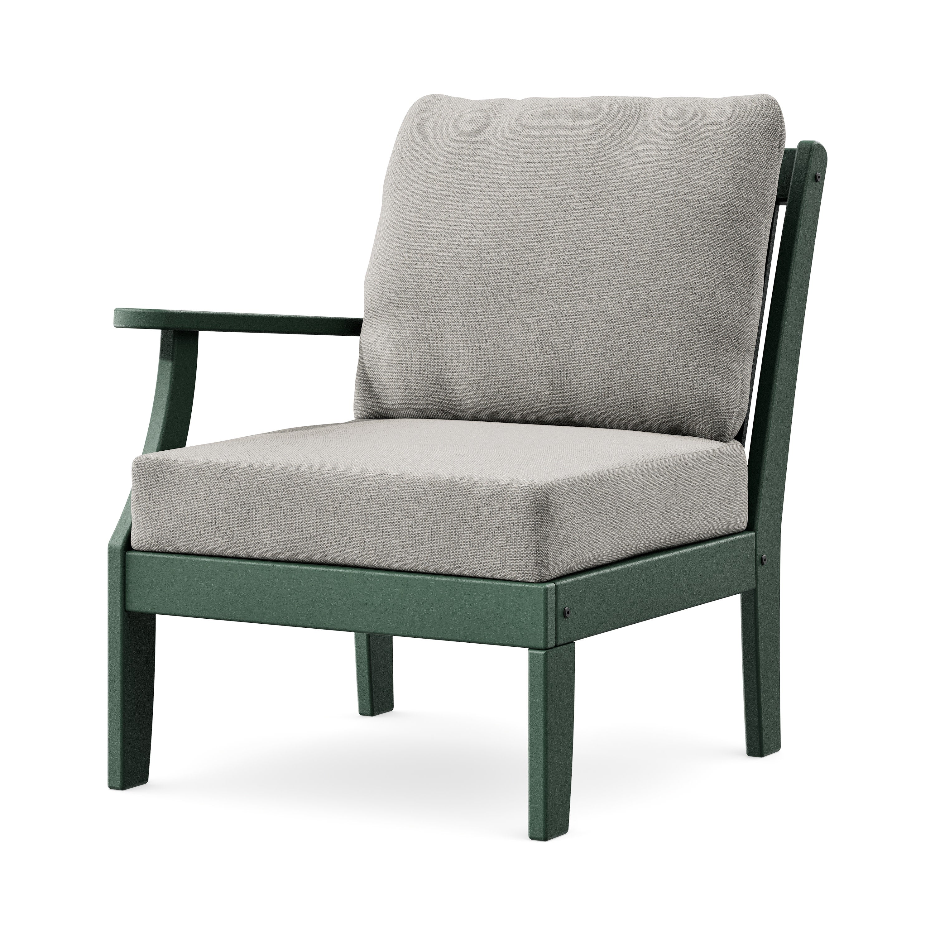 Braxton Modular Left Arm Chair in Green / Weathered Tweed