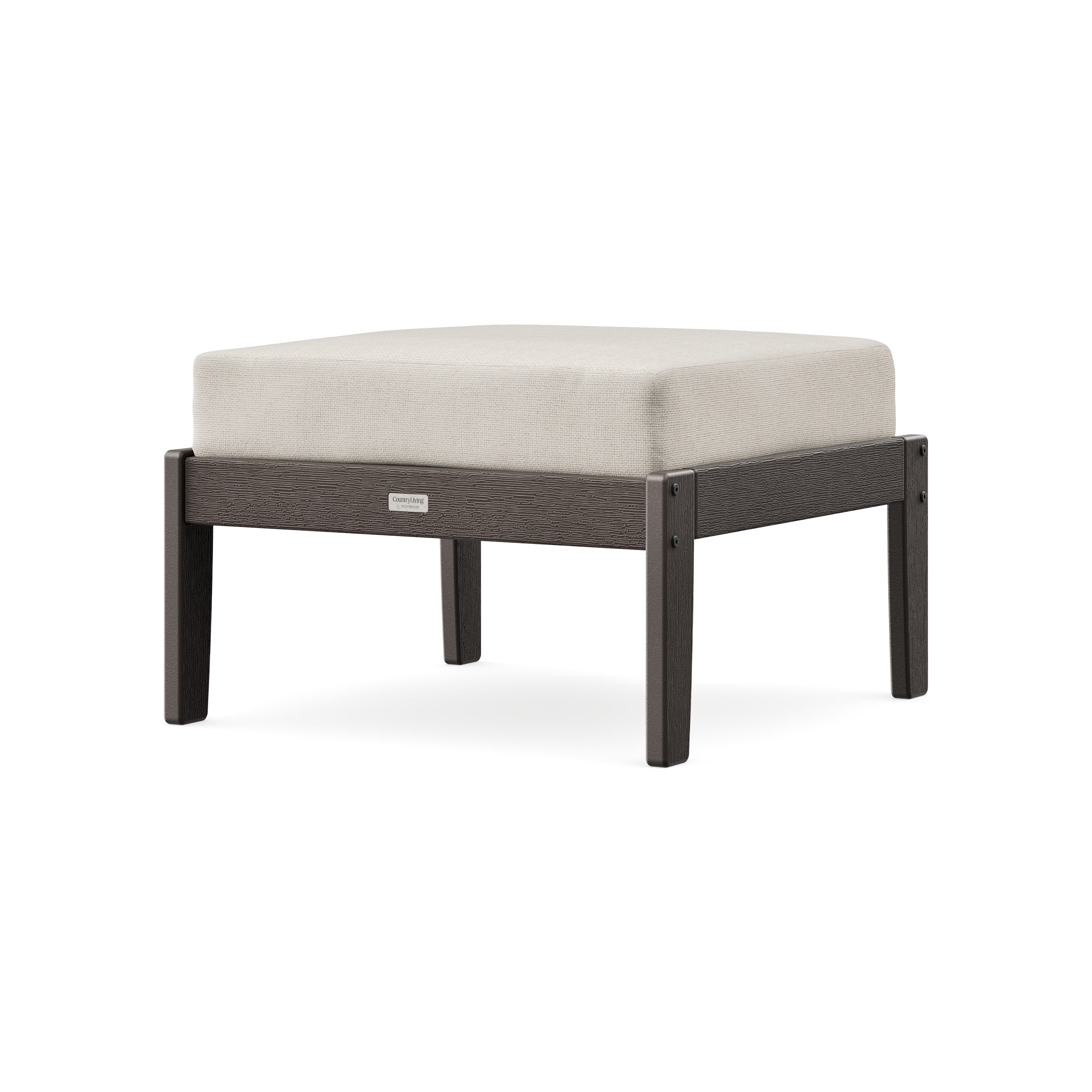 Cottage Deep Seating Ottoman in Vintage Coffee / Dune Burlap