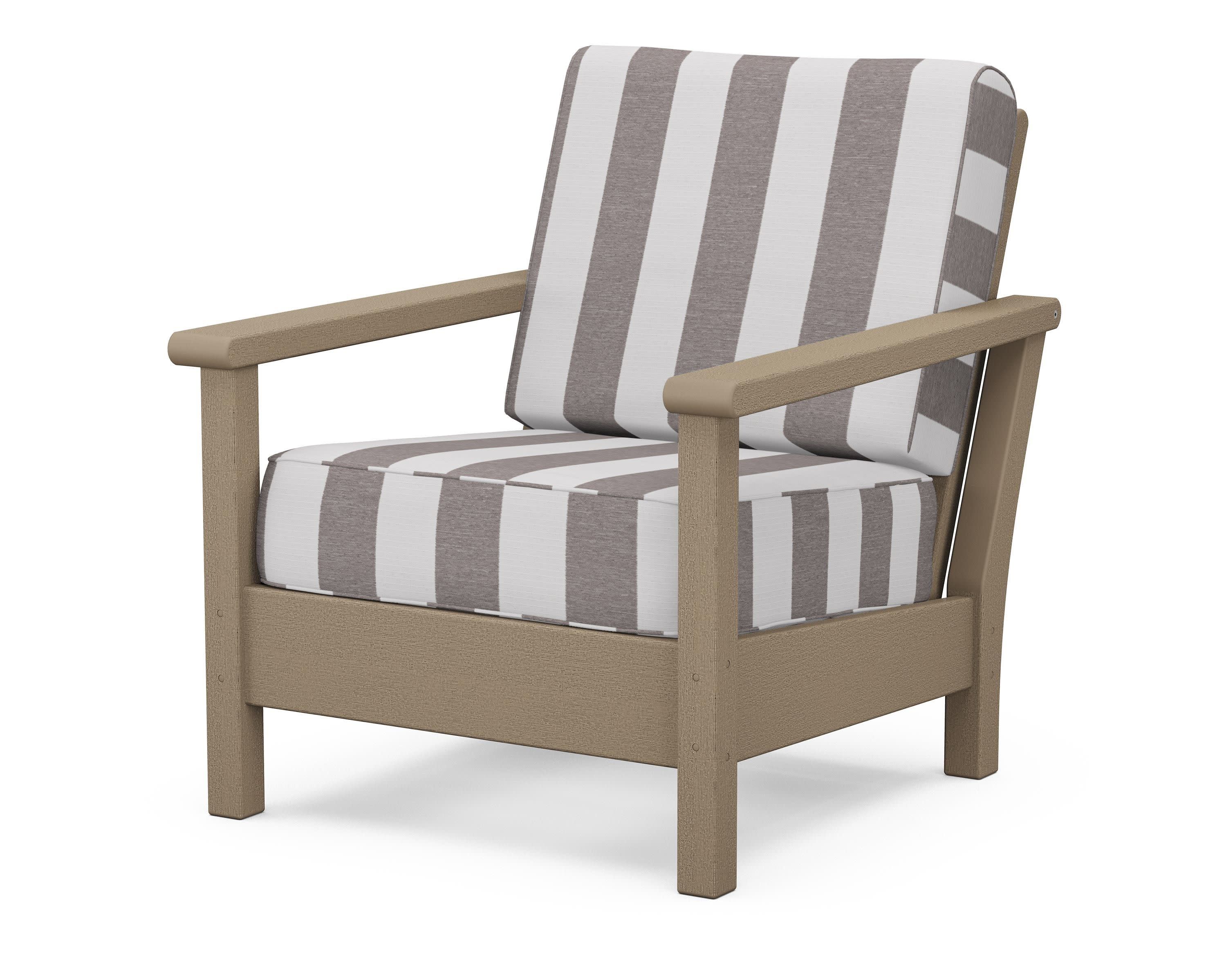 Harbour Deep Seating Chair in Vintage Sahara / Cabana Stripe Grey Mist