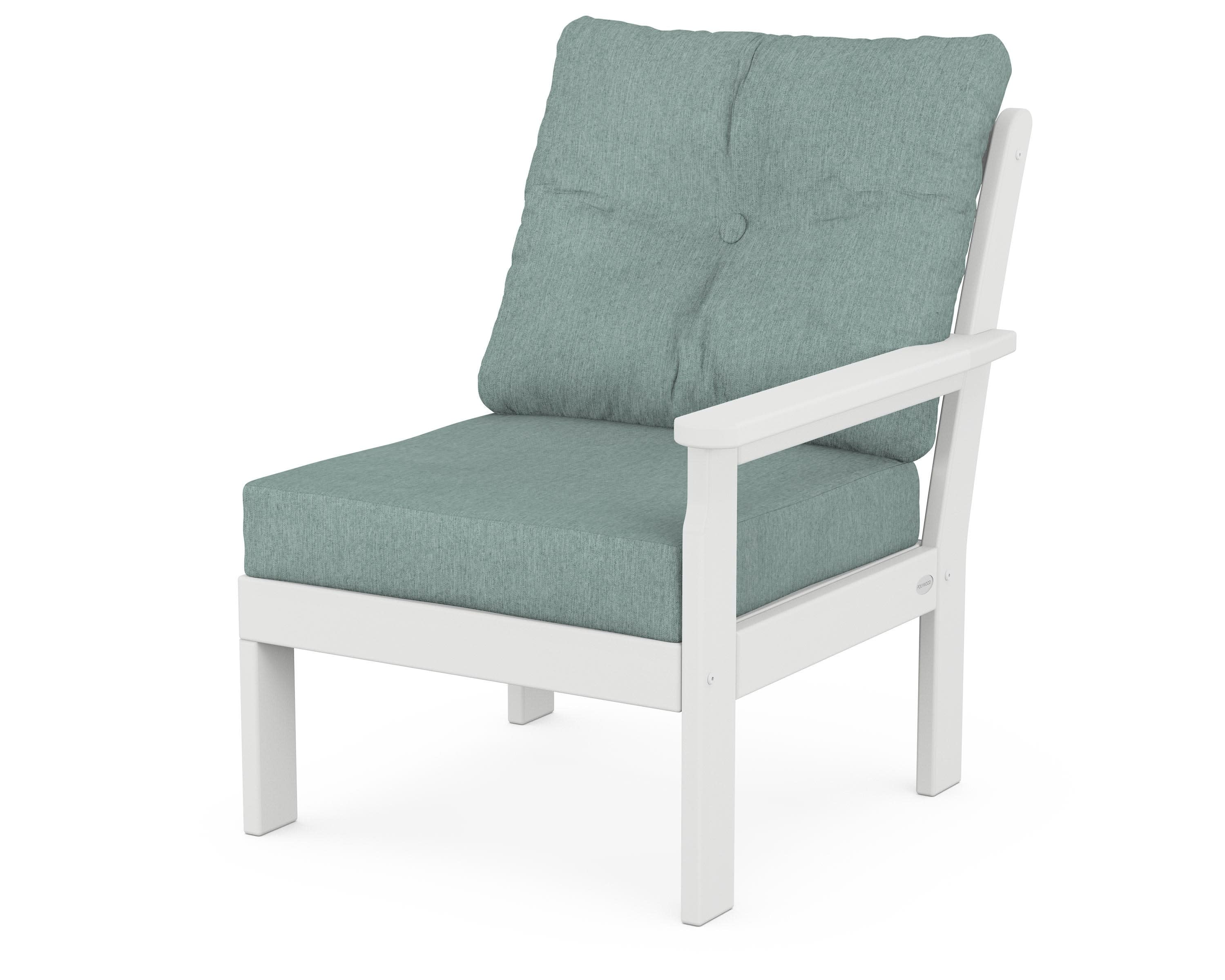 Vineyard Modular Right Arm Chair in White / Glacier Spa