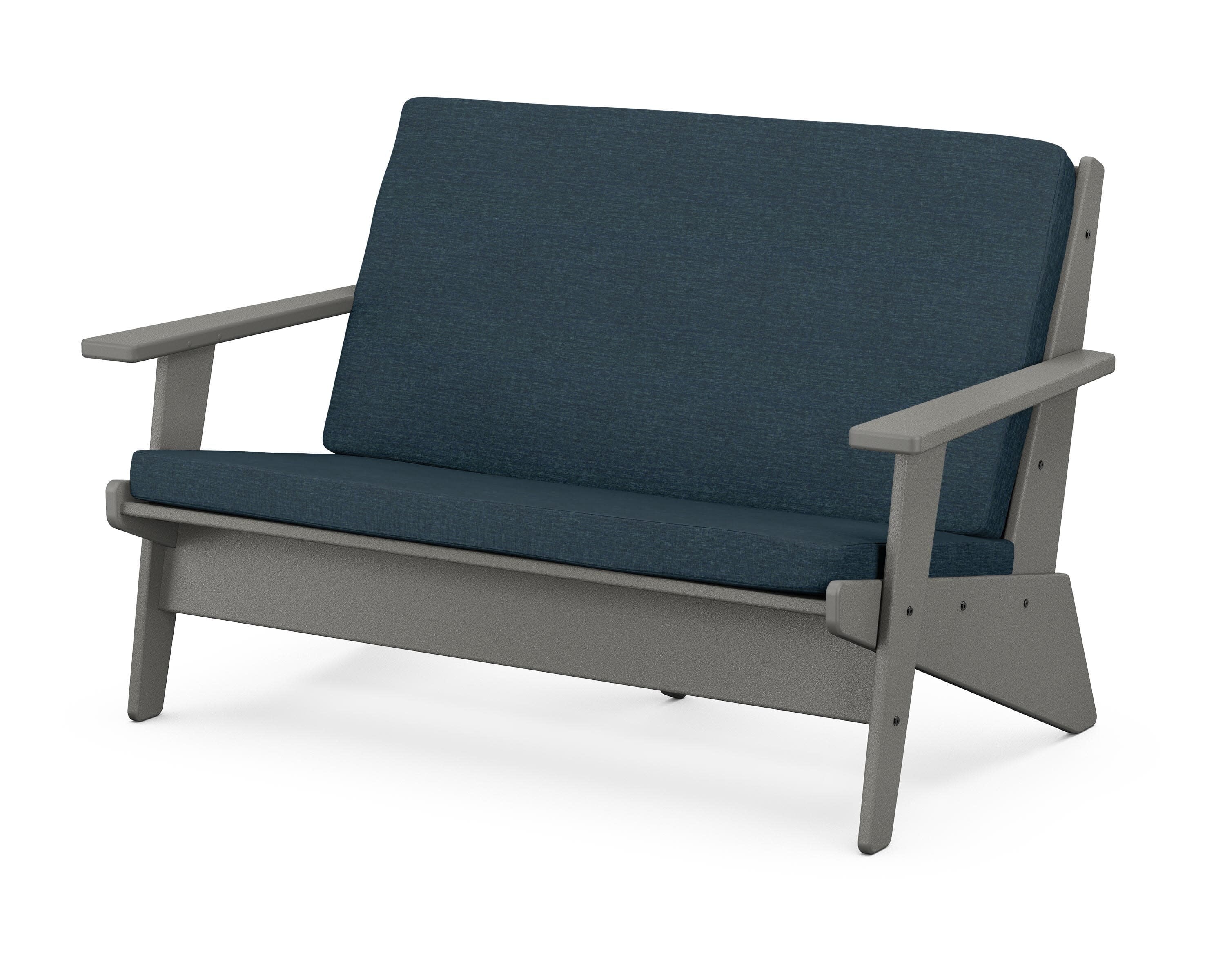 Riviera Modern Lounge Loveseat in Slate Grey / Platform Indigo