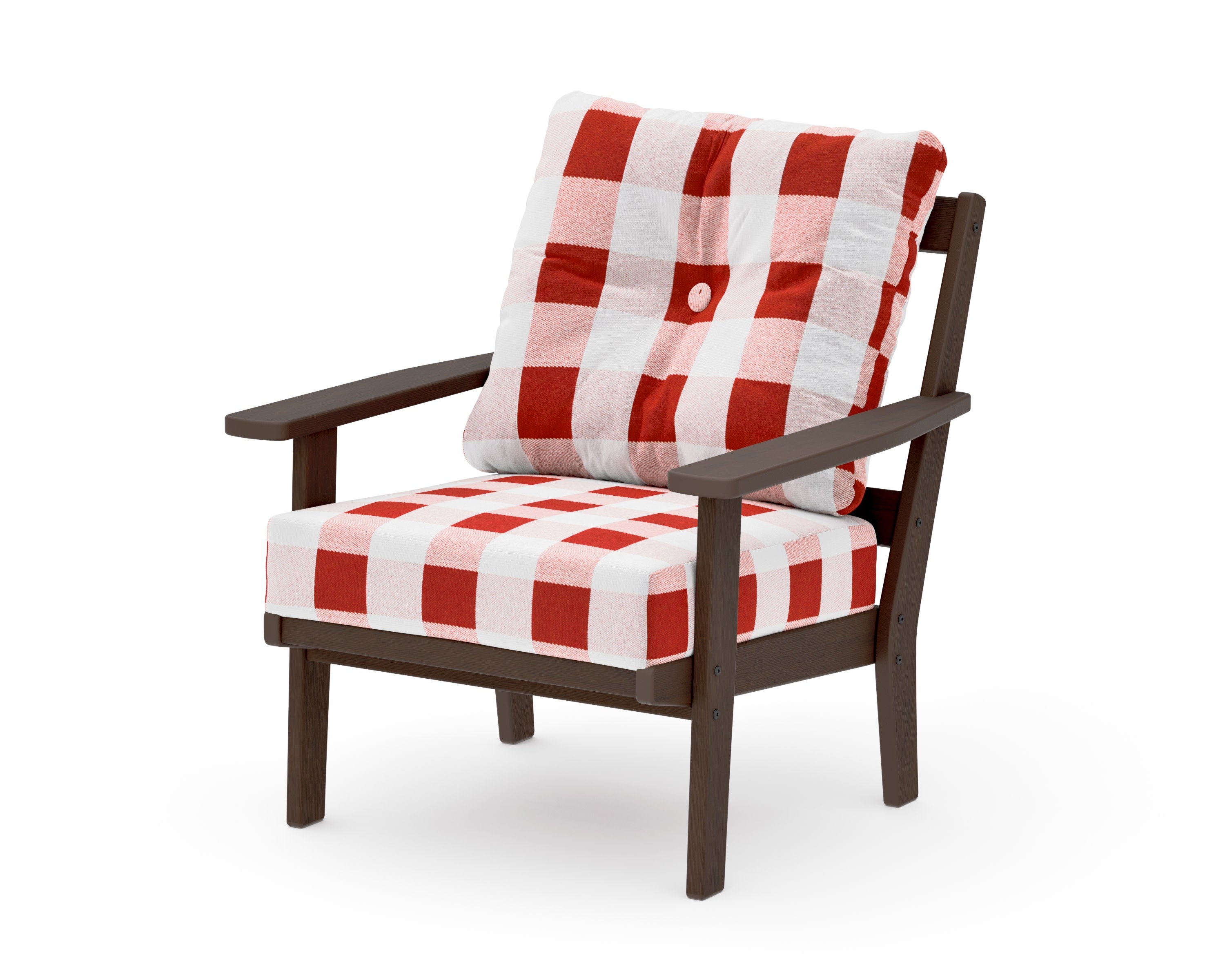 Oxford Deep Seating Chair in Kona / Buffalo Plaid Crimson