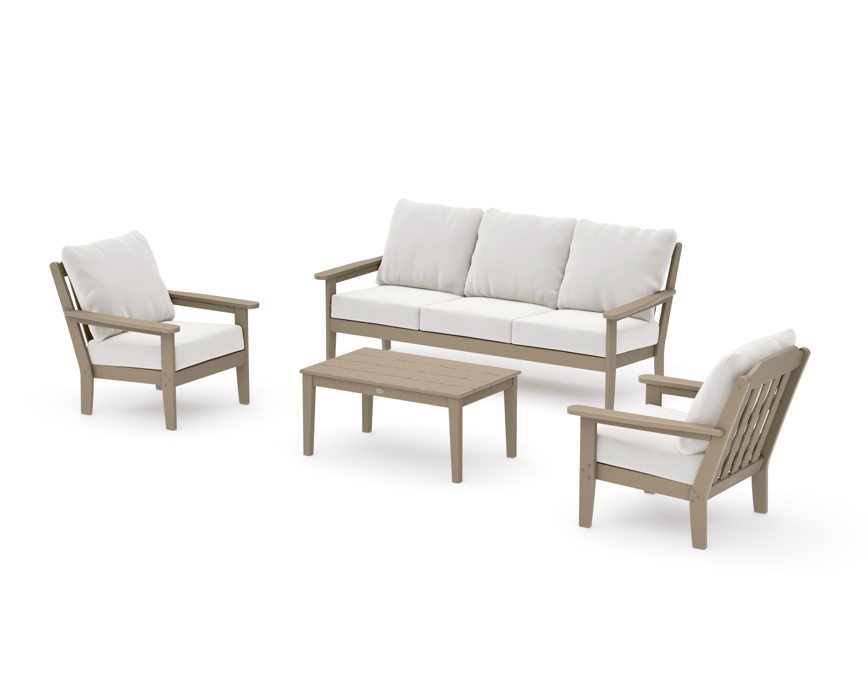 Cottage 4-Piece Deep Seating Set with Sofa in Vintage Sahara / Natural Linen