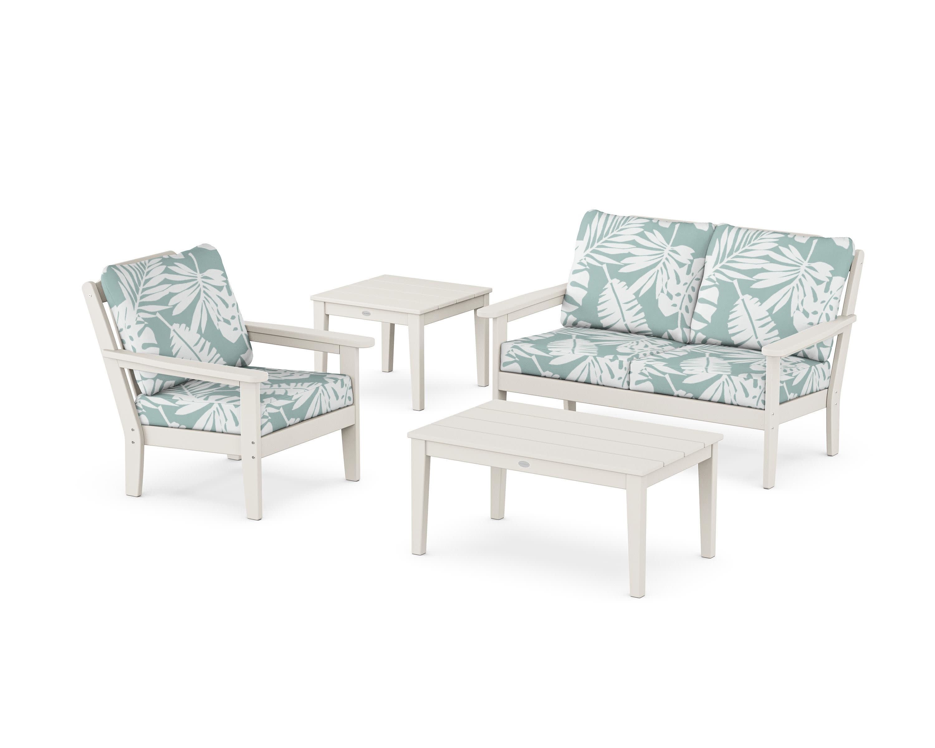 Wovendale 4-Piece Deep Seating Set in Sand / Leaf Glacier Spa