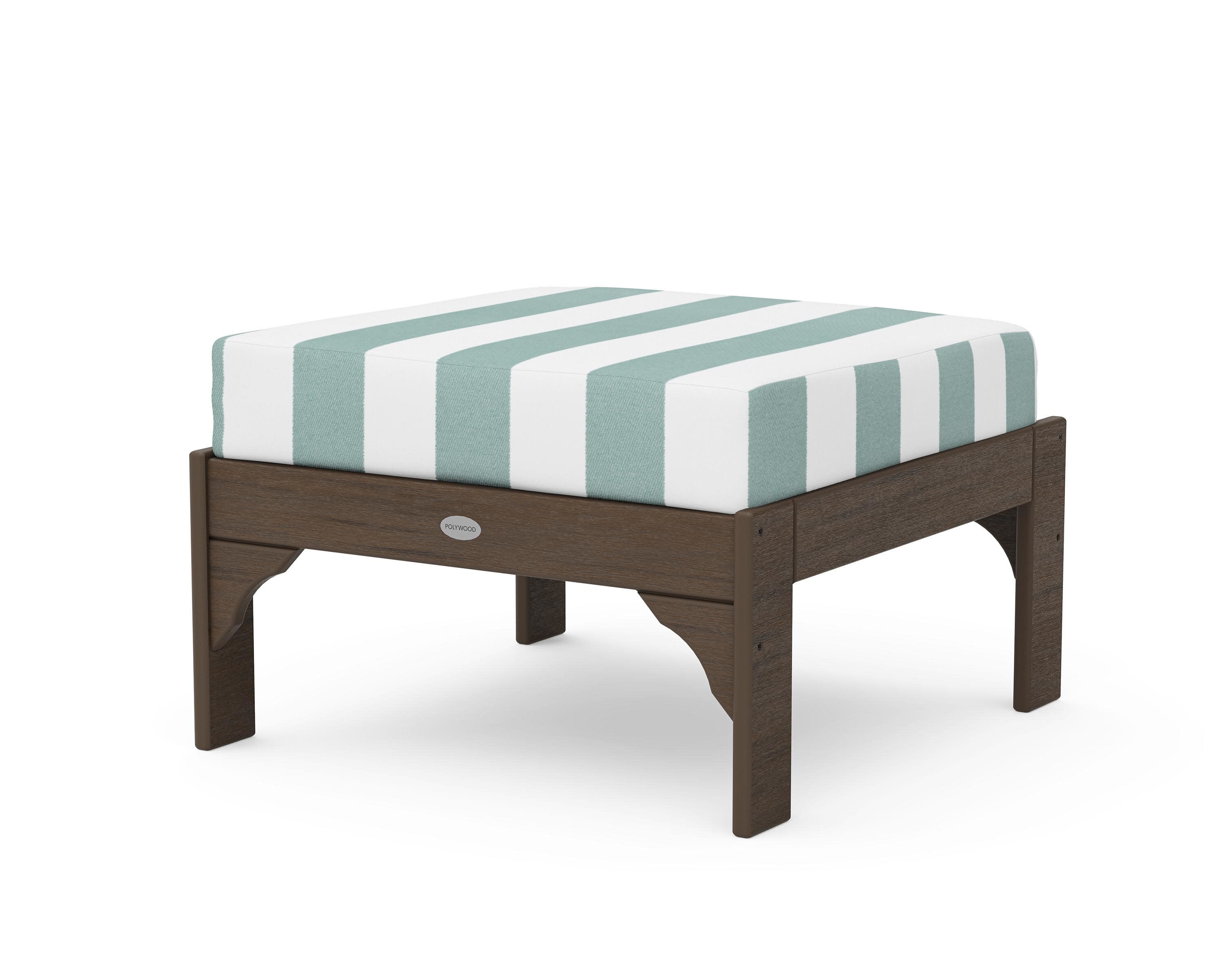 Vineyard Deep Seating Ottoman in Kona / Cabana Stripe Glacier Spa