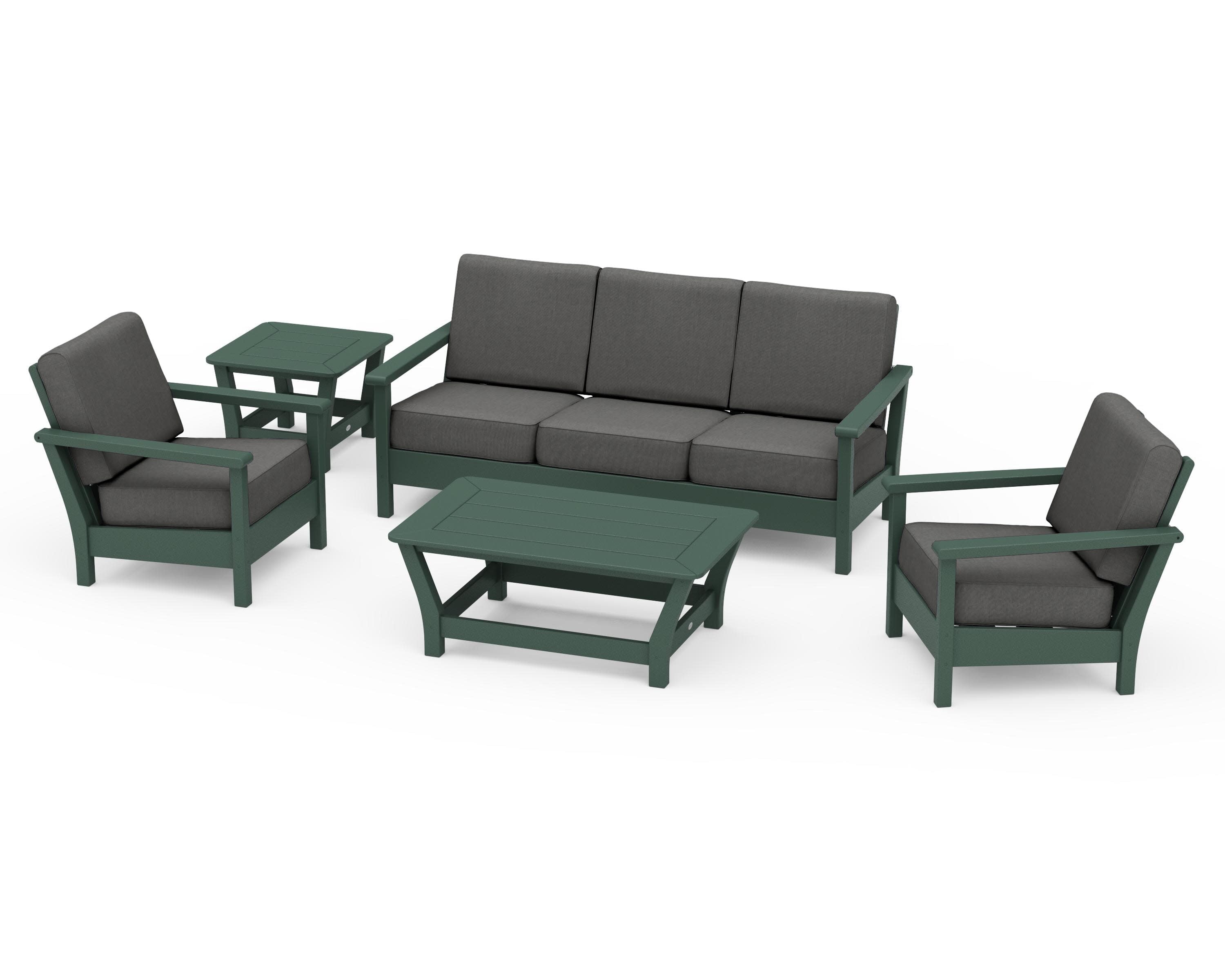 Harbour 5-Piece Deep Seating Set in Green / Spectrum Carbon