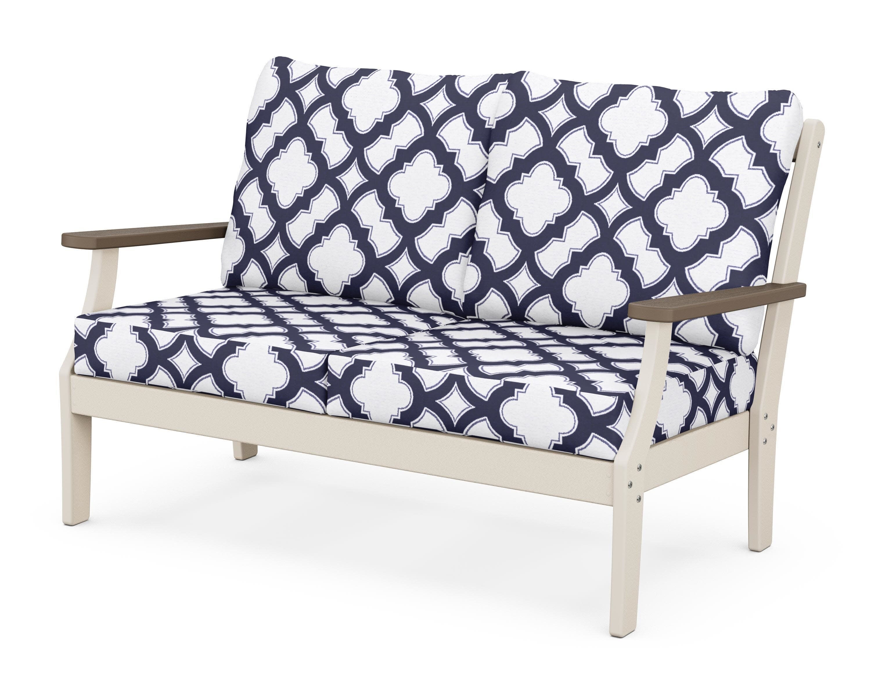 Braxton Deep Seating Loveseat in Sand / Kona / Trellis Navy
