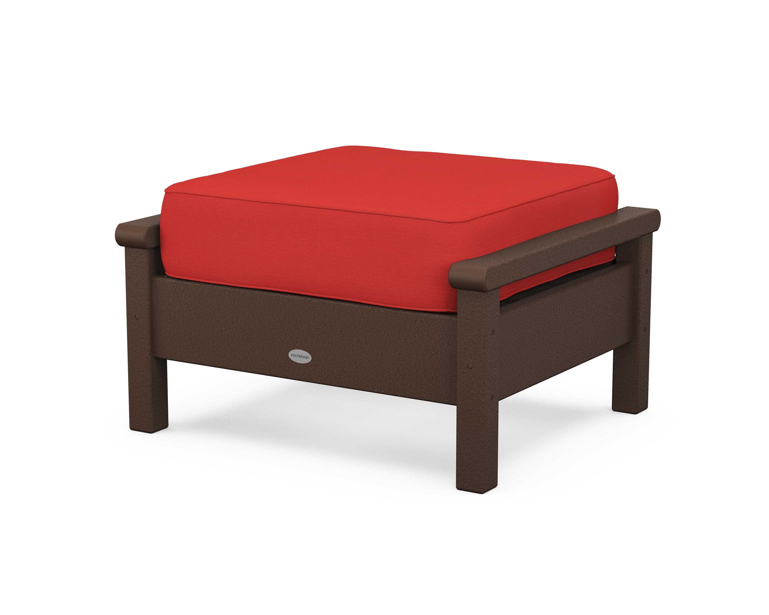 Harbour Deep Seating Ottoman in Mahogany / Crimson Linen