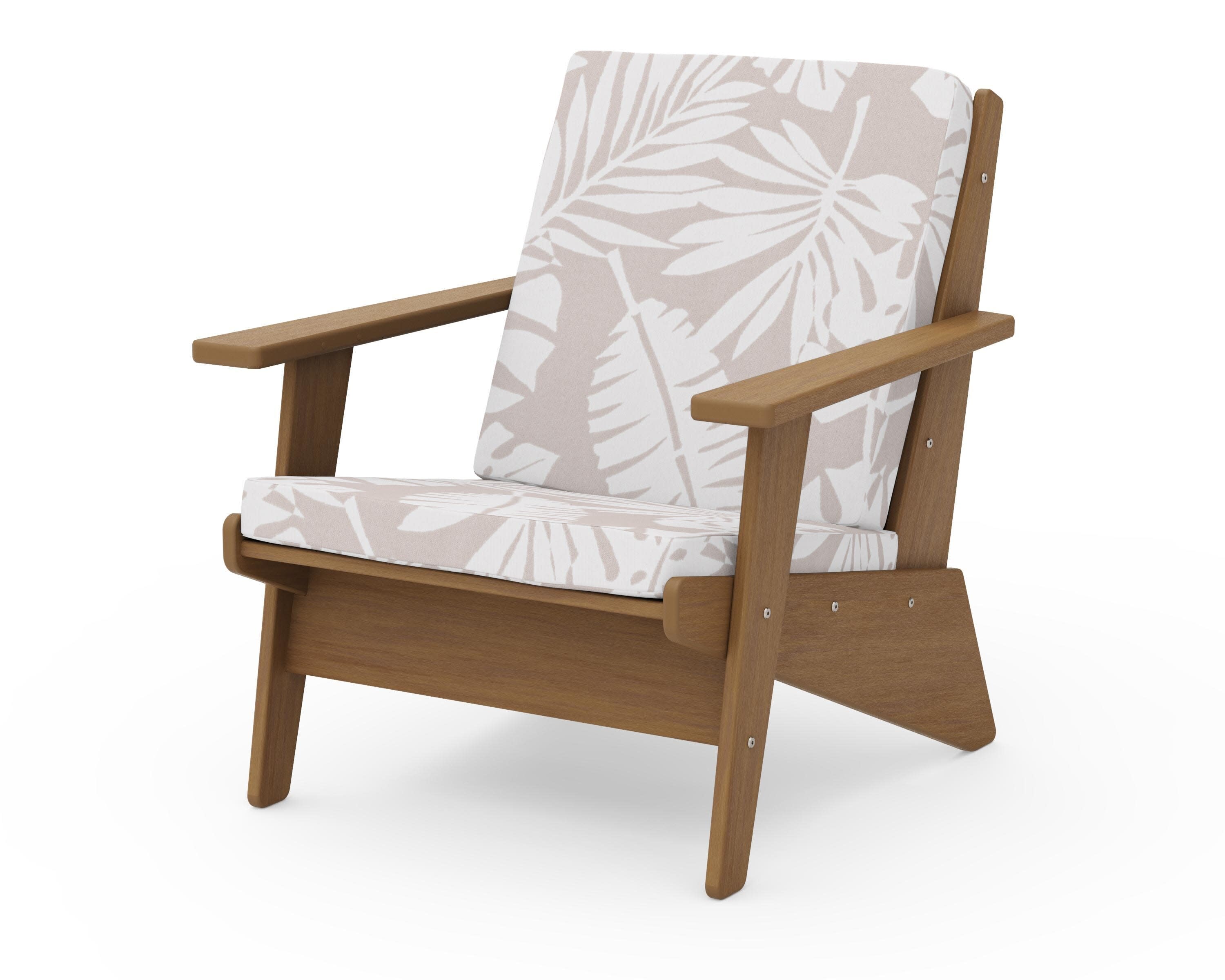 Riviera Modern Lounge Chair in Natural / Leaf Dune Burlap