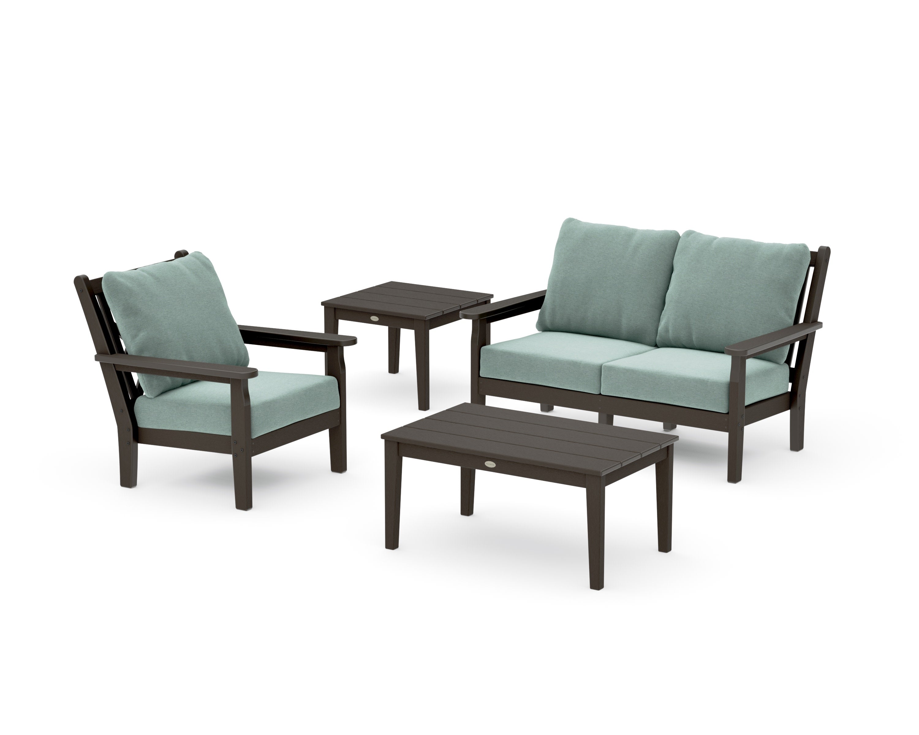 Chippendale 4-Piece Deep Seating Set in Vintage Coffee / Glacier Spa