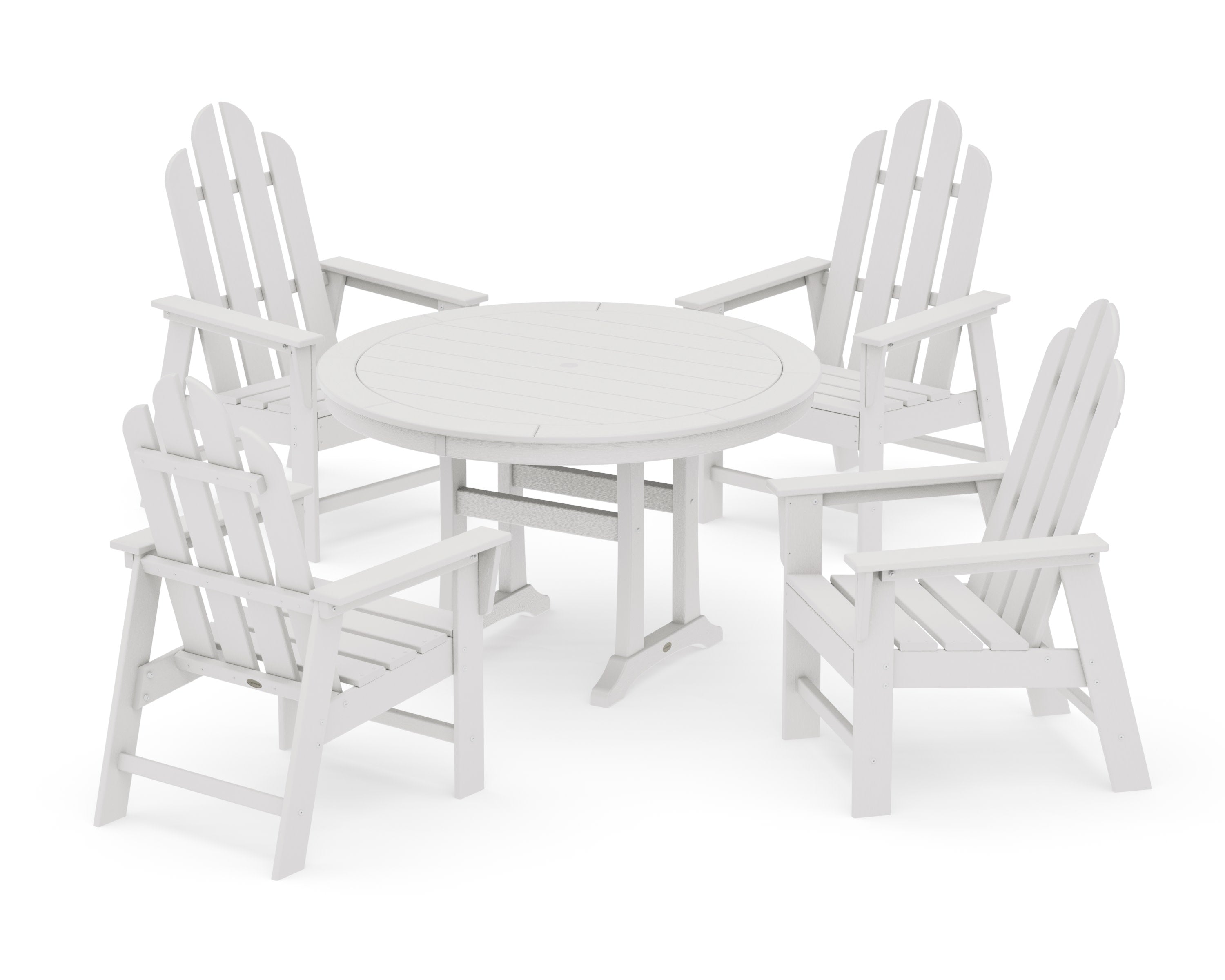 Long Island 5-Piece Round Dining Set with Trestle Legs in Vintage White
