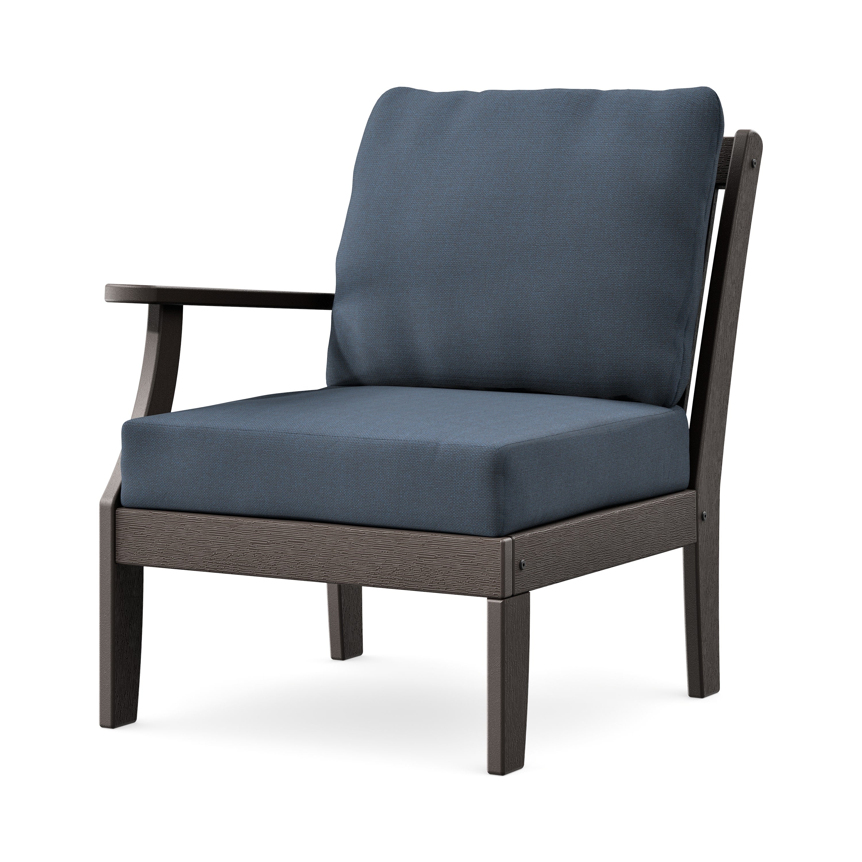Braxton Modular Left Arm Chair in Vintage Coffee / Marine Indigo