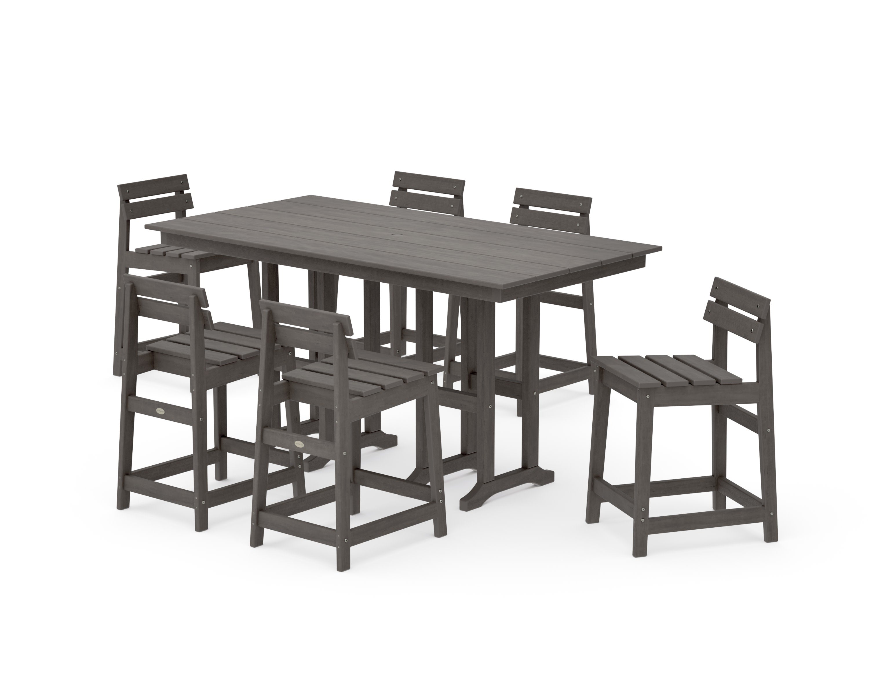 Modern Studio Plaza Lowback Counter Chair 7-Piece Set in Driftwood