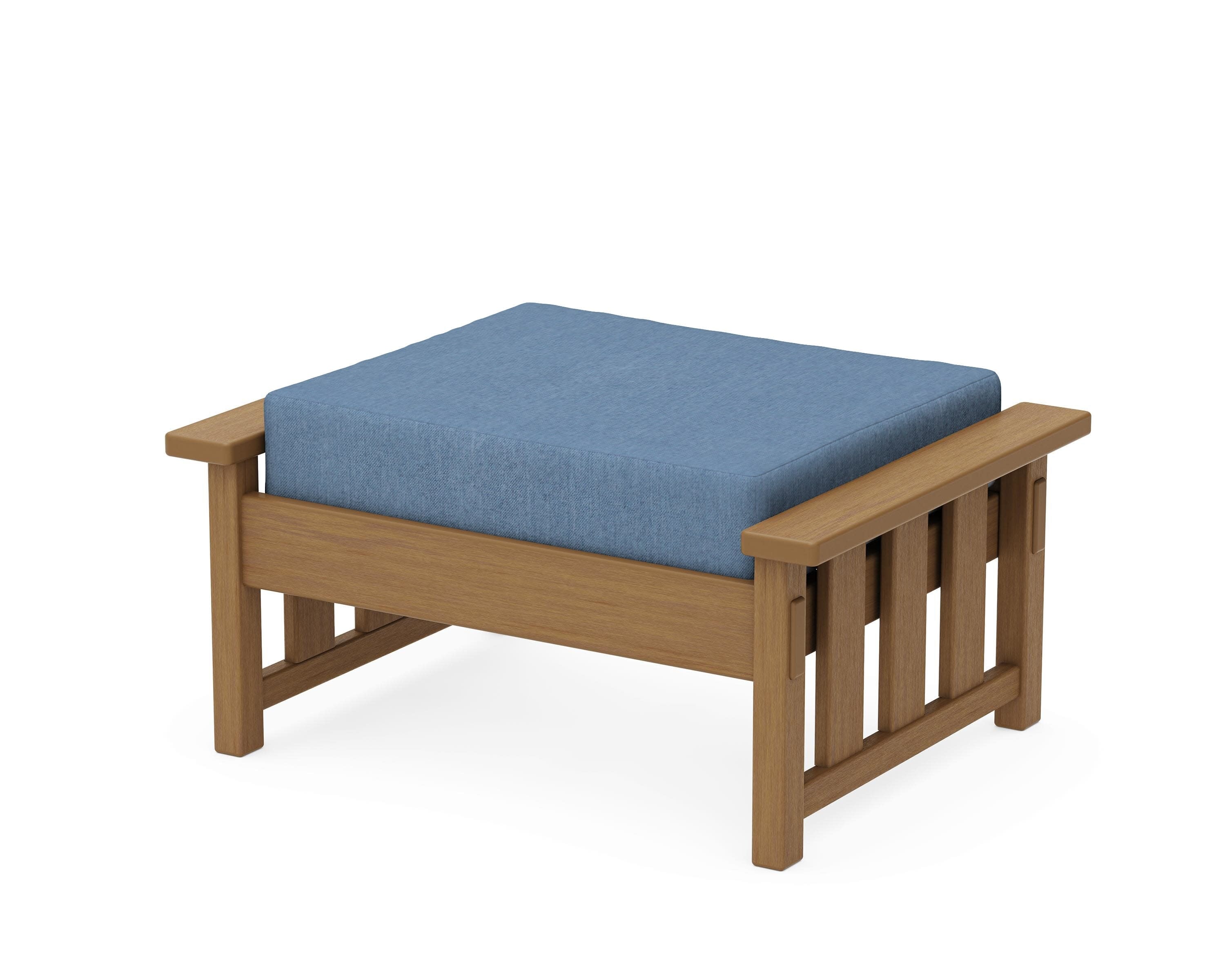 Acadia Deep Seating Ottoman in Natural / Sky Blue