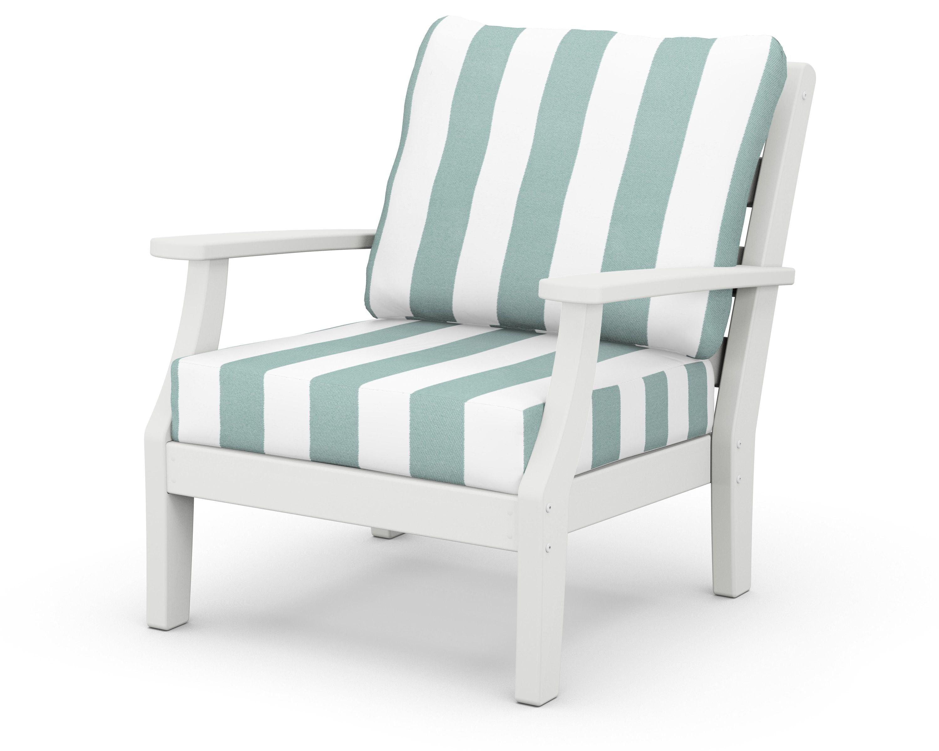 Chesapeake Deep Seating Chair in White / Cabana Stripe Glacier Spa