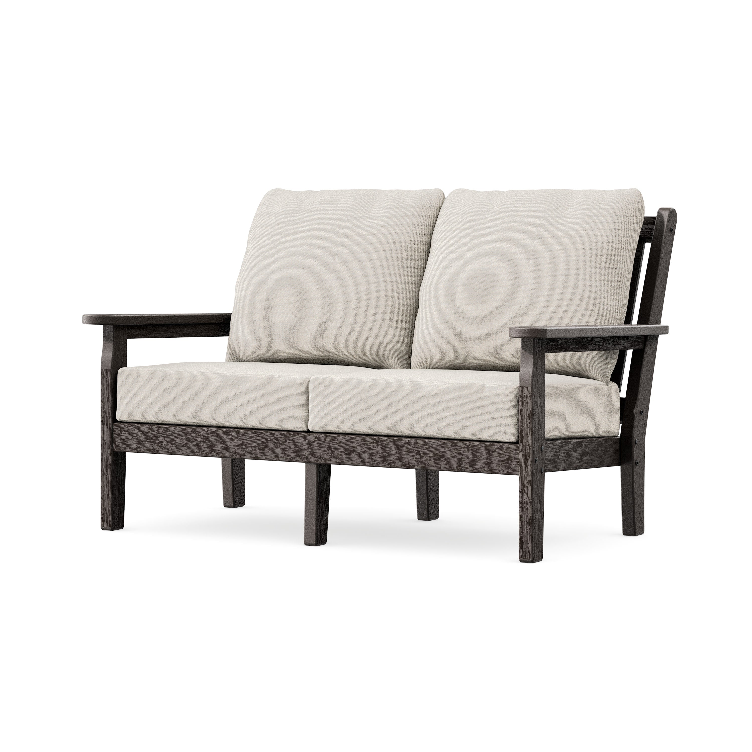 Chippendale Deep Seating Loveseat in Vintage Coffee / Dune Burlap