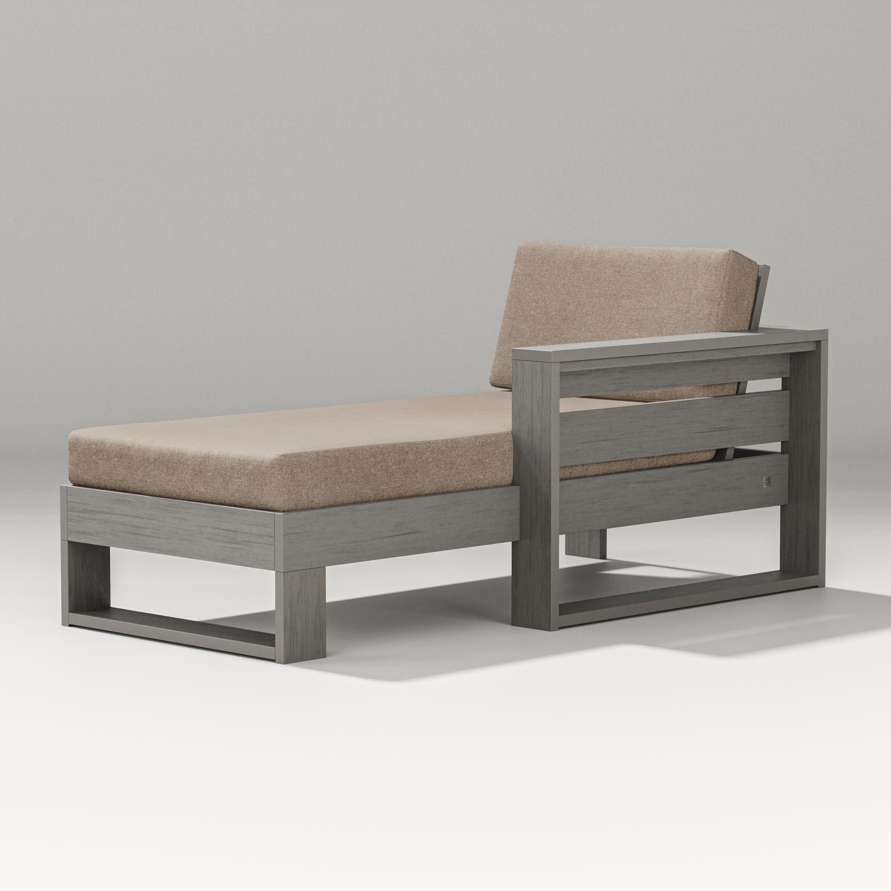 Latitude Modular Right Arm Chaise in Driftwood / Spiced Burlap