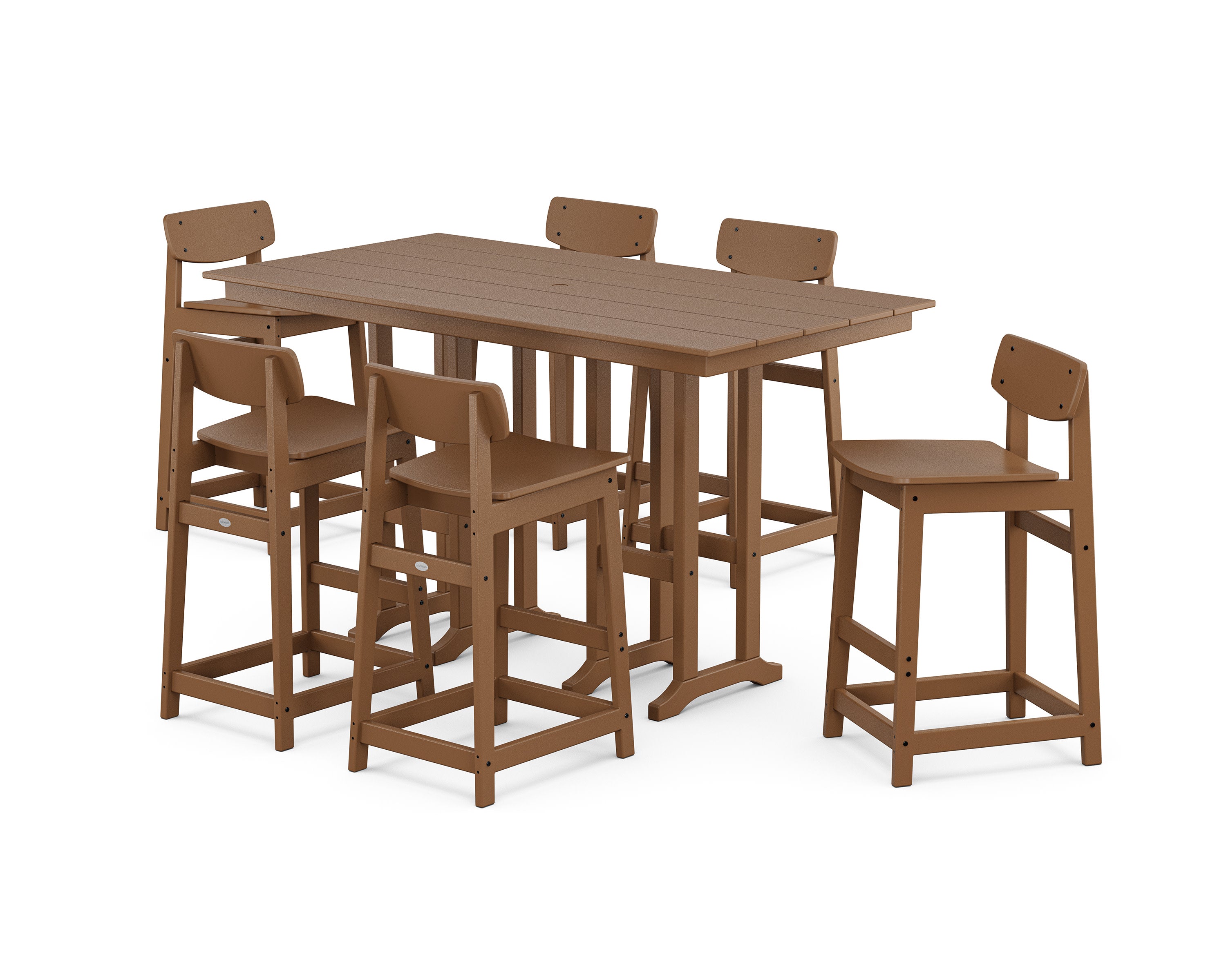Modern Studio Urban Lowback Bar Chair 7-Piece Set in Teak