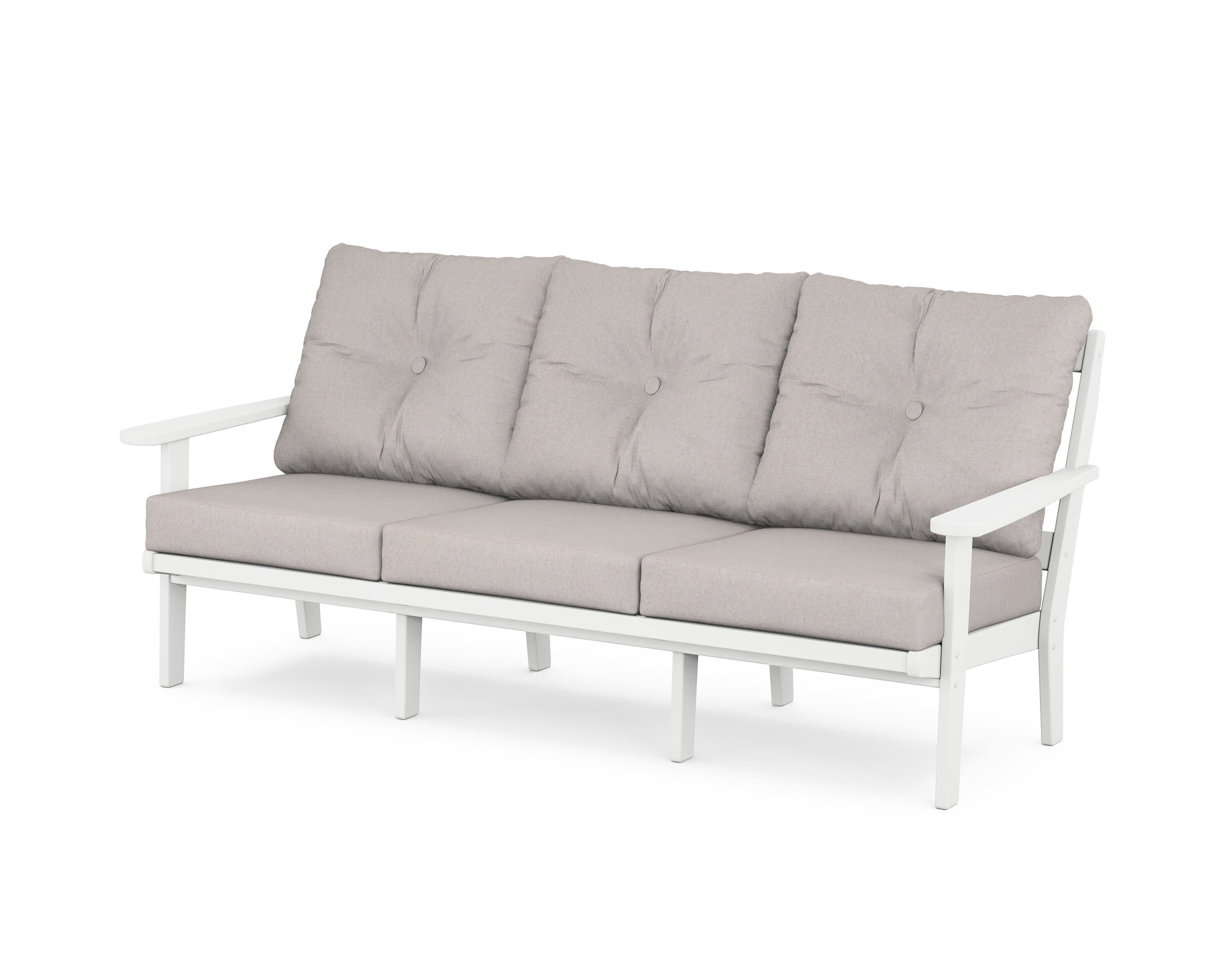 Mission Deep Seating Sofa in White / Dune Burlap