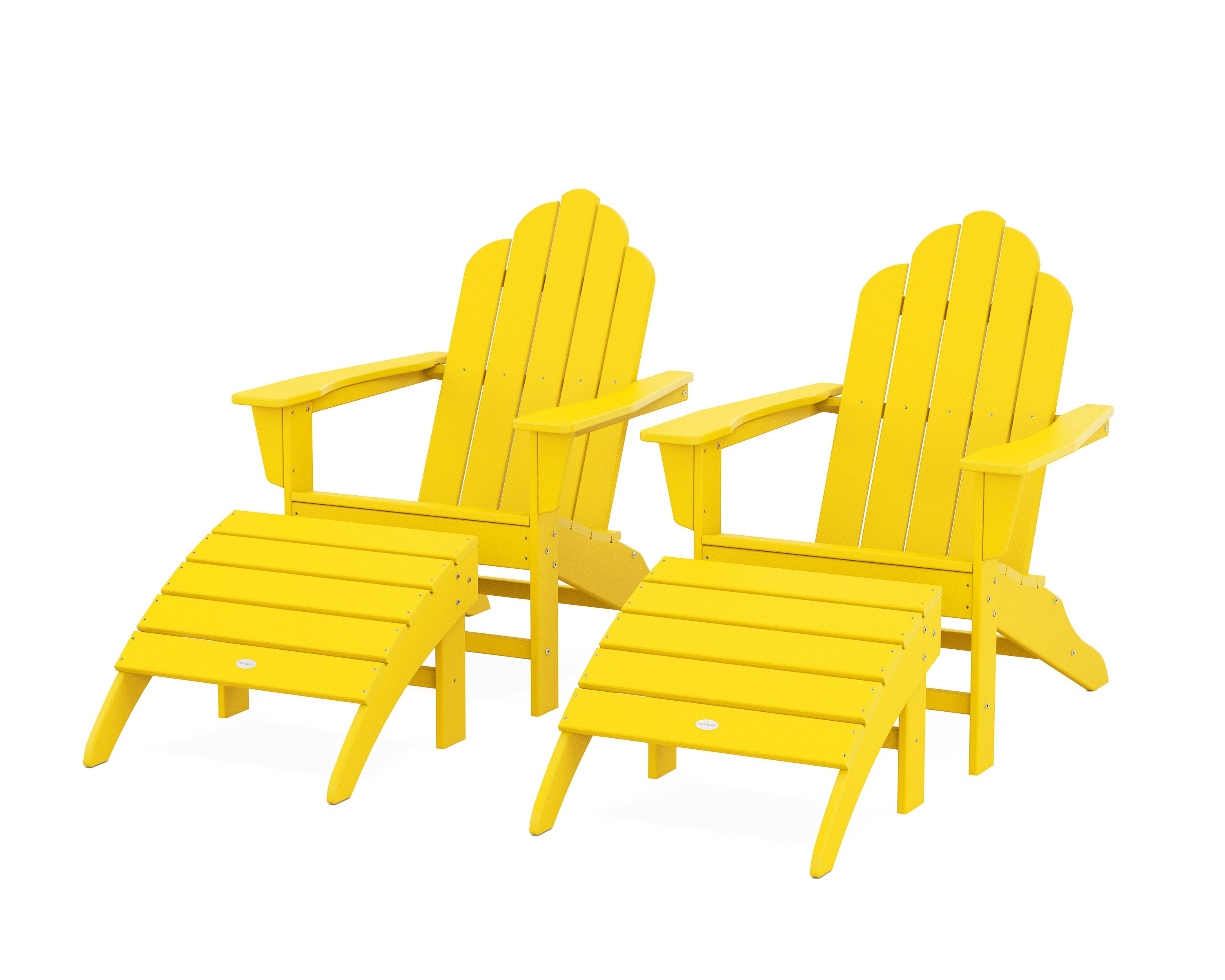 Long Island Adirondack Chair 4-Piece Set with Ottomans in Lemon