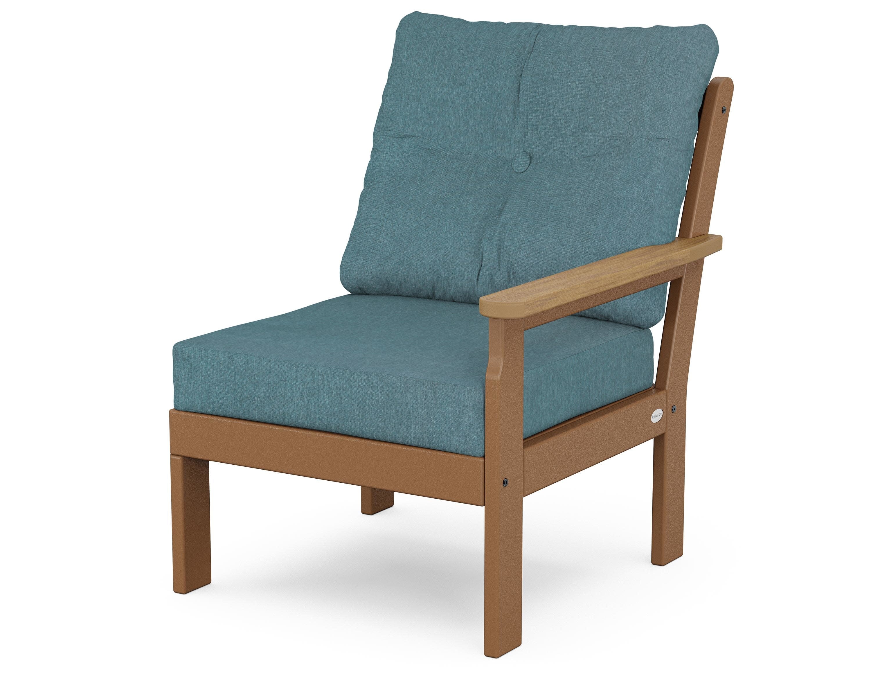 Vineyard Modular Right Arm Chair in Teak / Natural / Ocean Teal