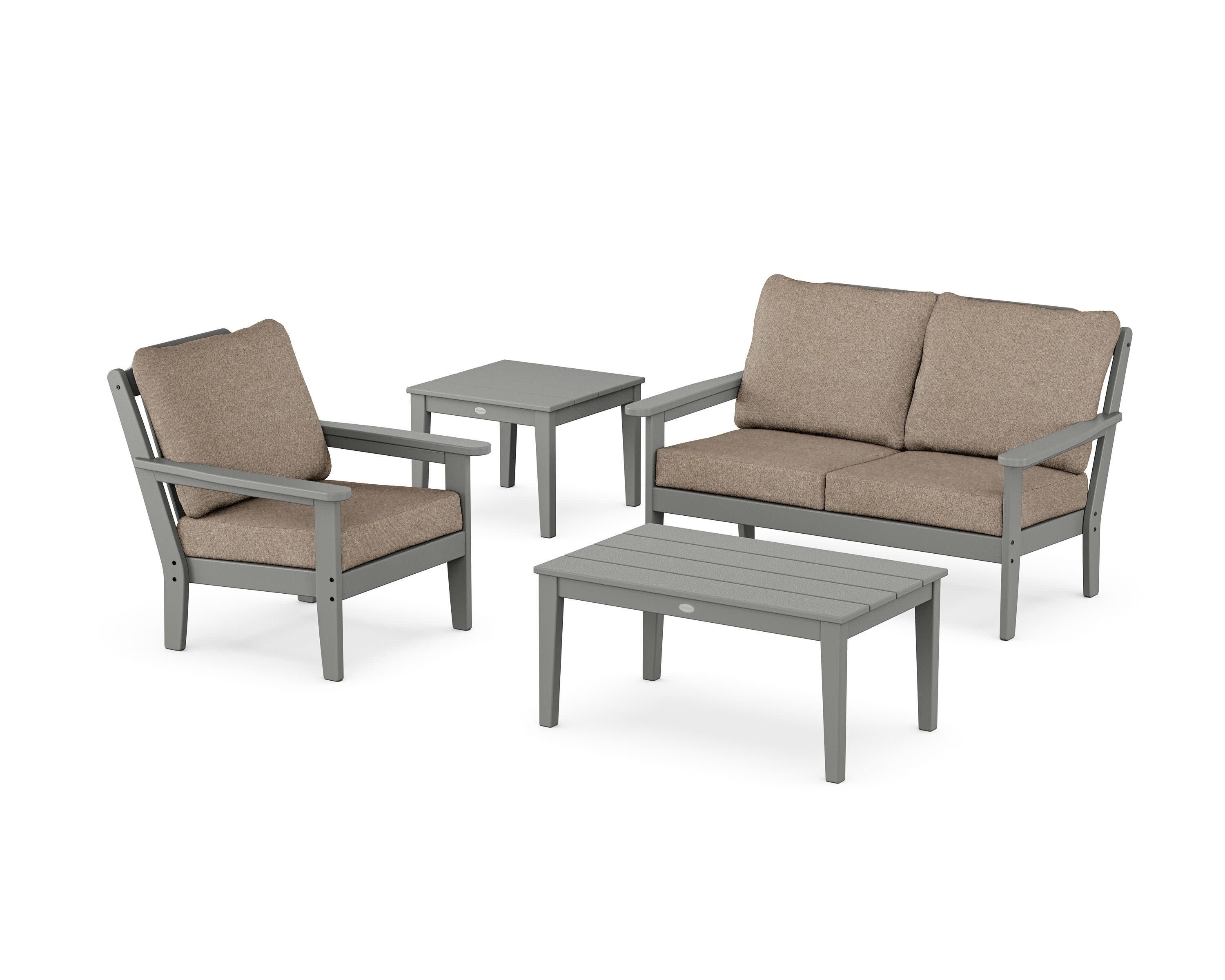 Wovendale 4-Piece Deep Seating Set in Slate Grey / Spiced Burlap