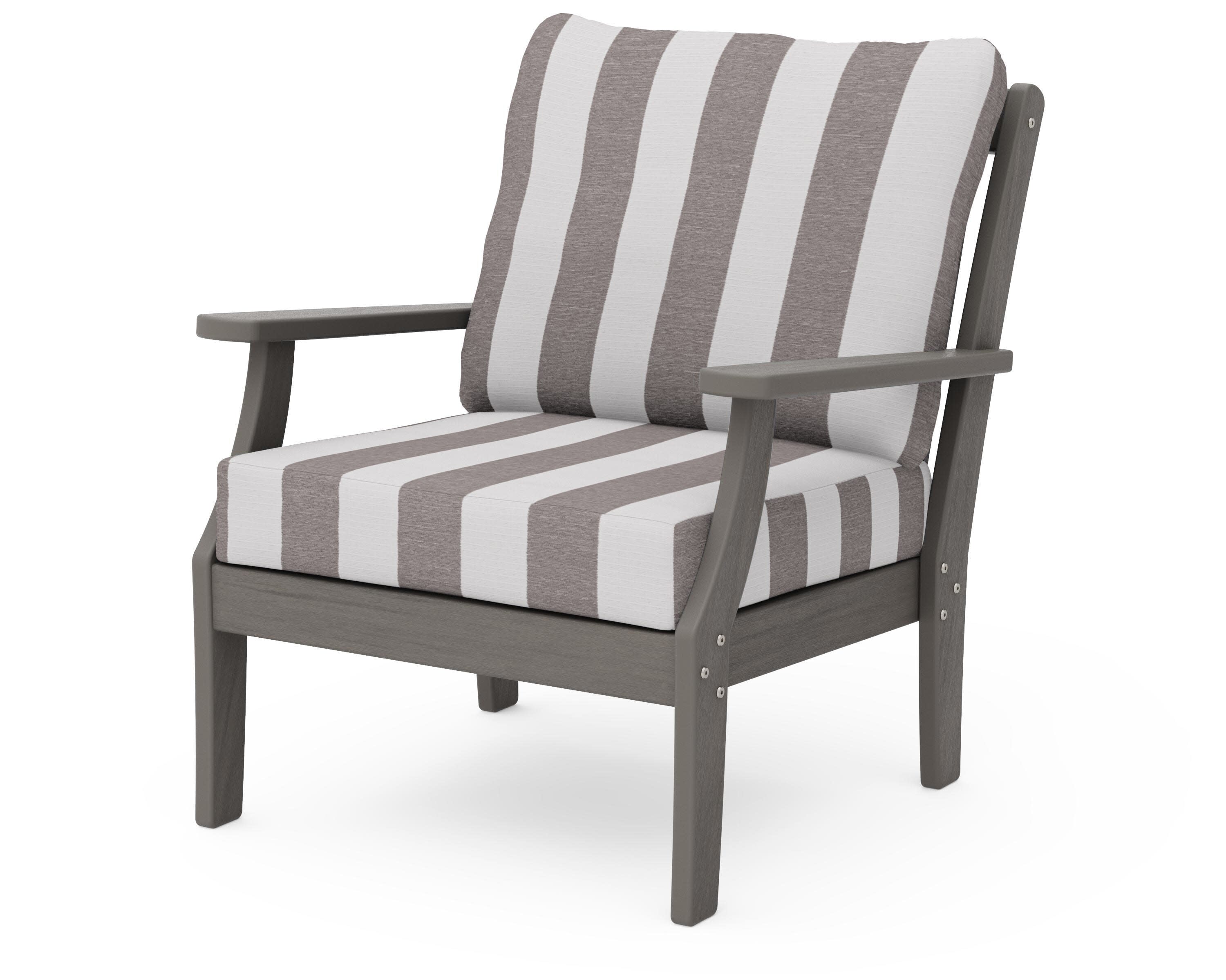 Braxton Deep Seating Chair in Driftwood / Cabana Stripe Grey Mist