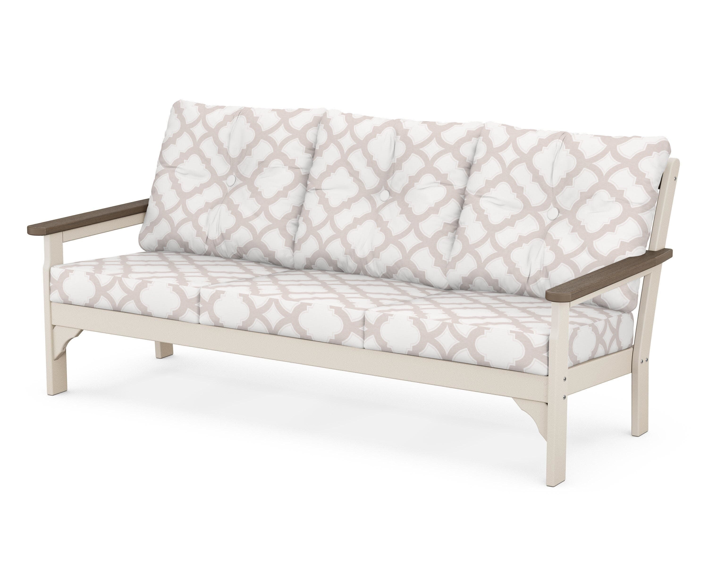 Vineyard Deep Seating Sofa in Sand / Kona / Trellis Dune Burlap