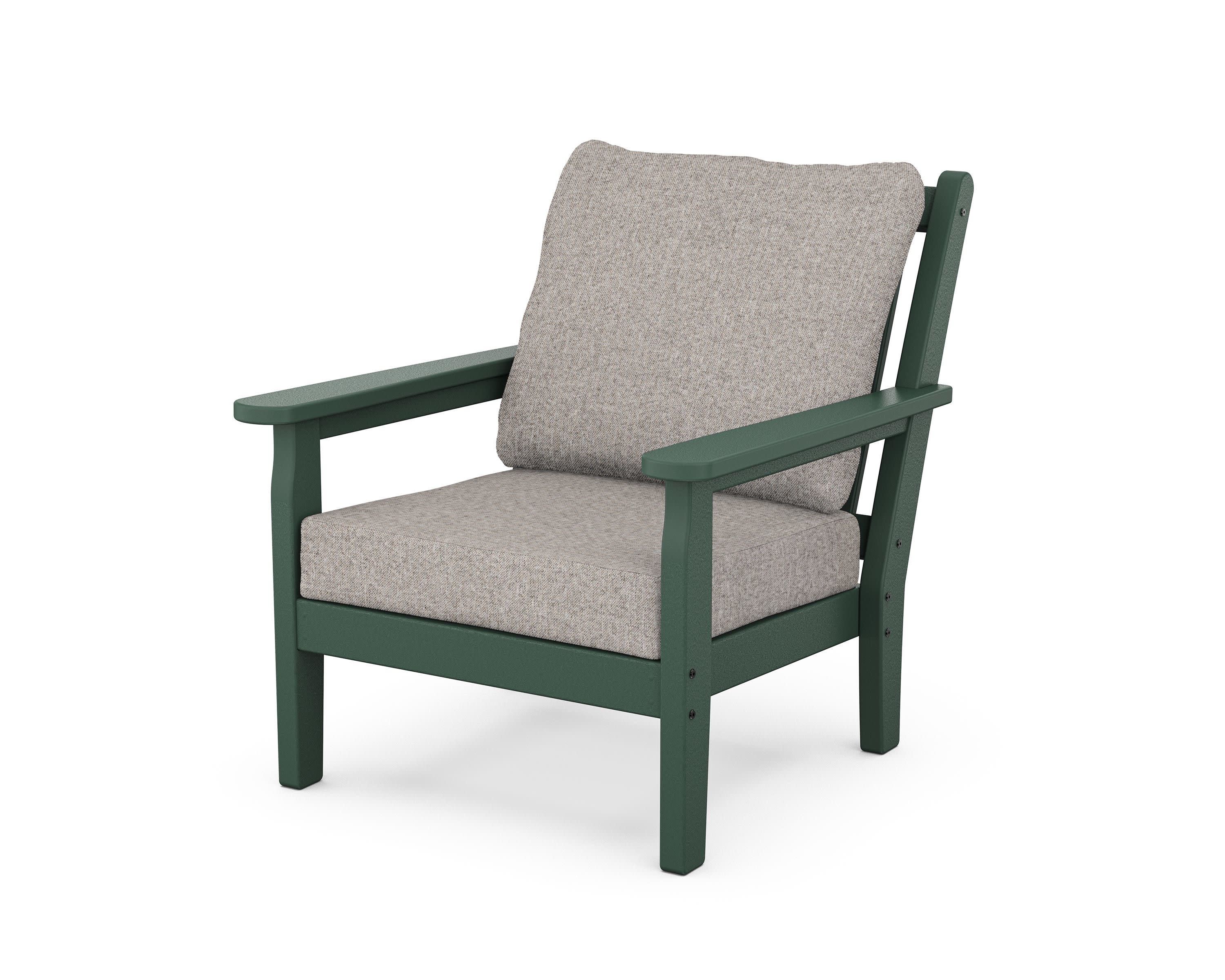 Chippendale Deep Seating Chair in Green / Weathered Tweed