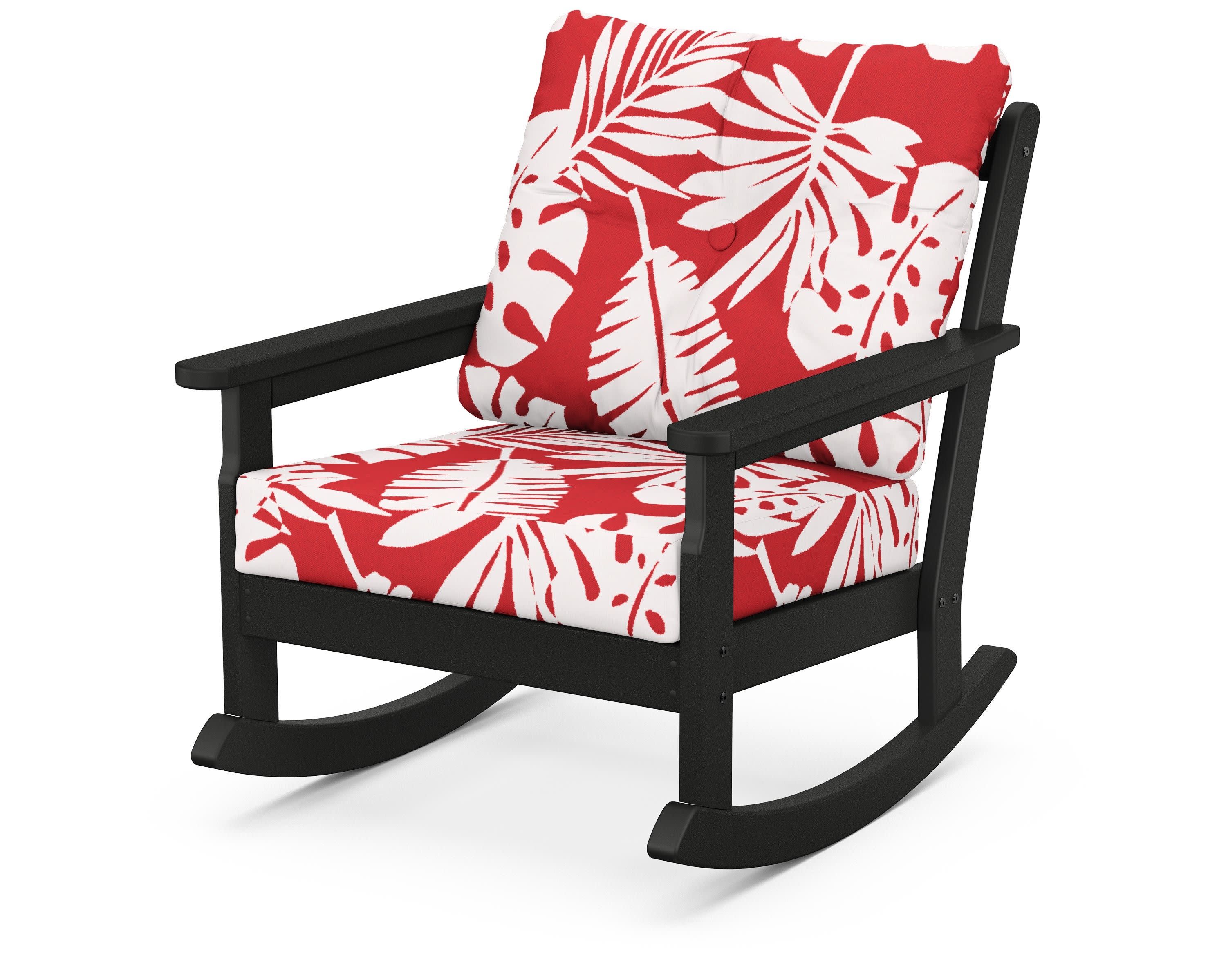 Vineyard Deep Seating Rocking Chair in Black / Leaf Crimson