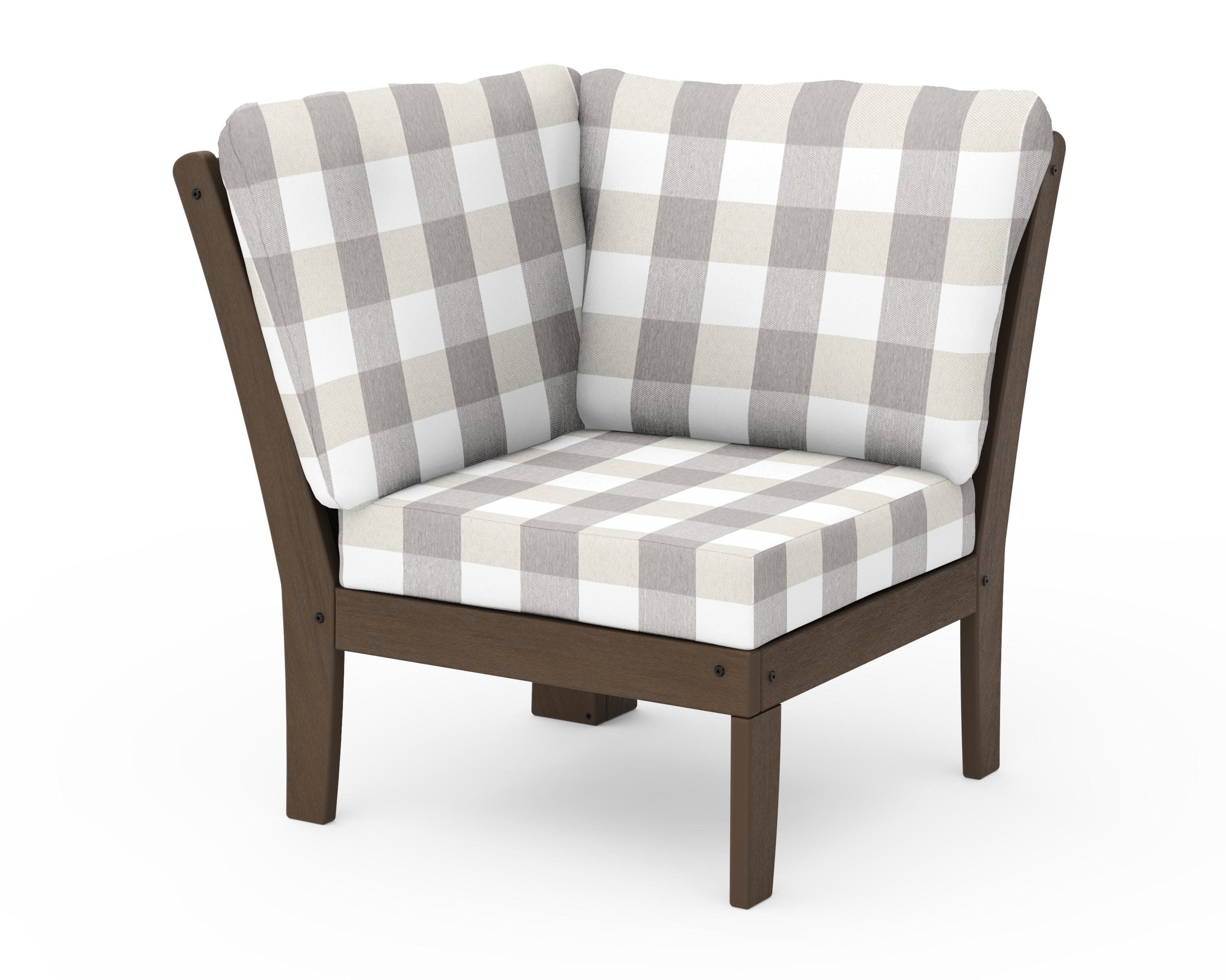 Braxton Modular Corner Chair in Kona / Buffalo Plaid Grey Mist