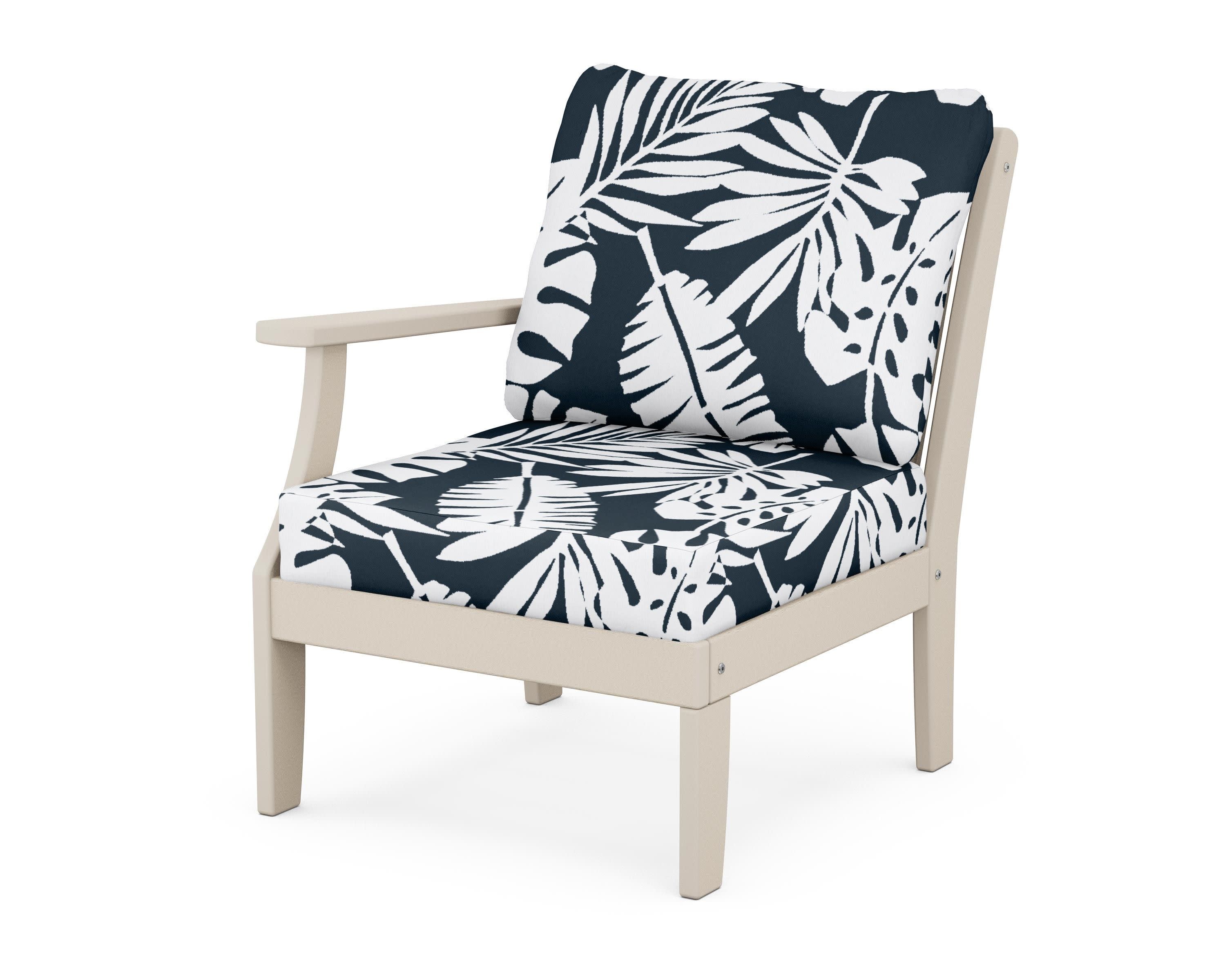 Braxton Modular Left Arm Chair in Sand / Leaf Marine Indigo