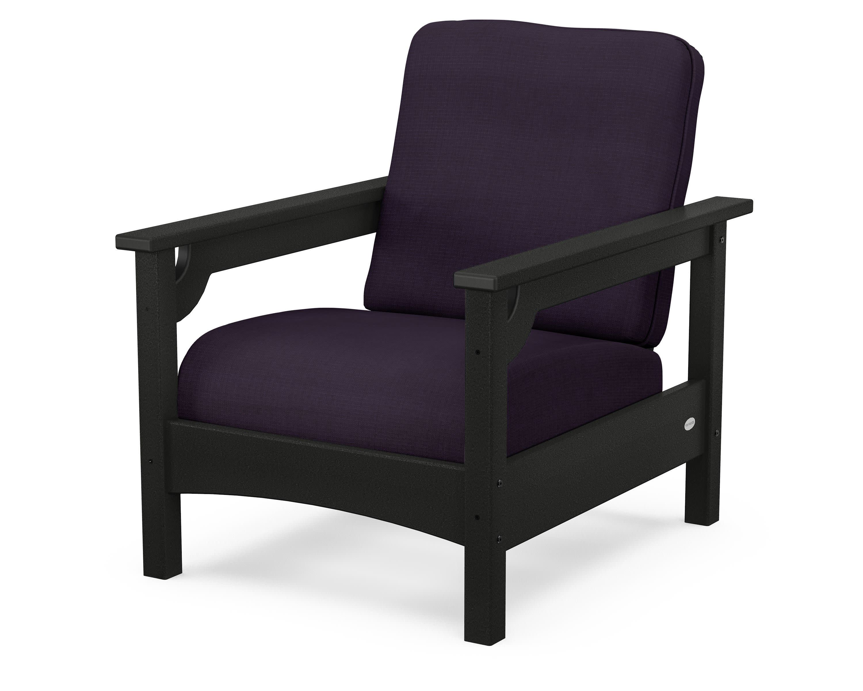 Club Chair in Black / Navy Linen