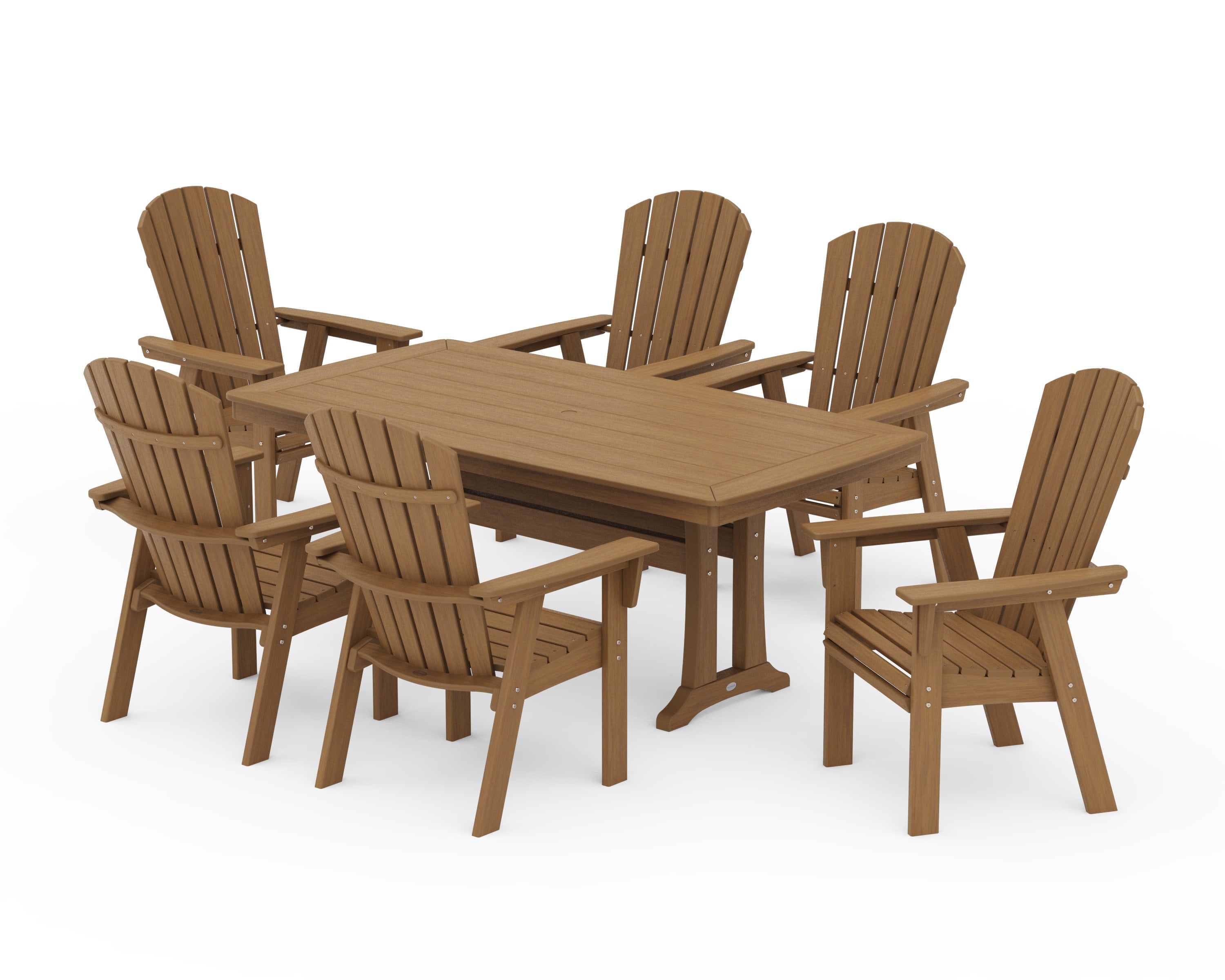 Nautical Curveback Adirondack 7-Piece Dining Set with Trestle Legs in Natural