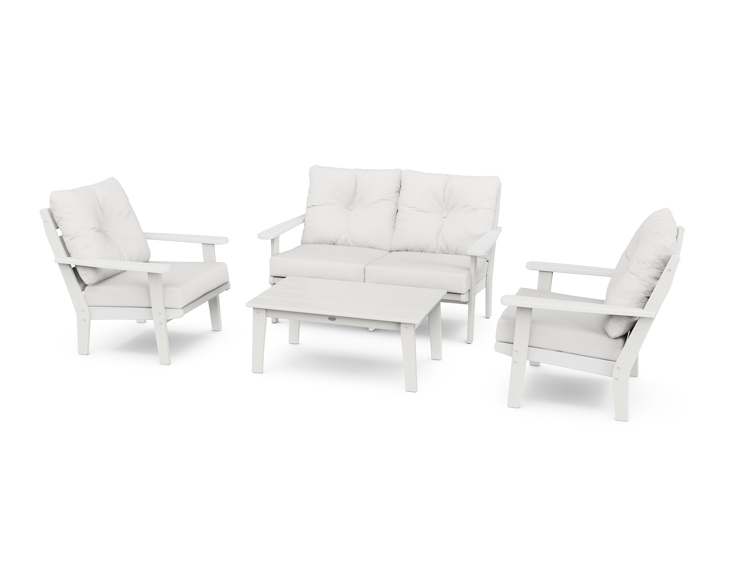 Lakeside 4-Piece Deep Seating Set in Vintage White / Natural Linen