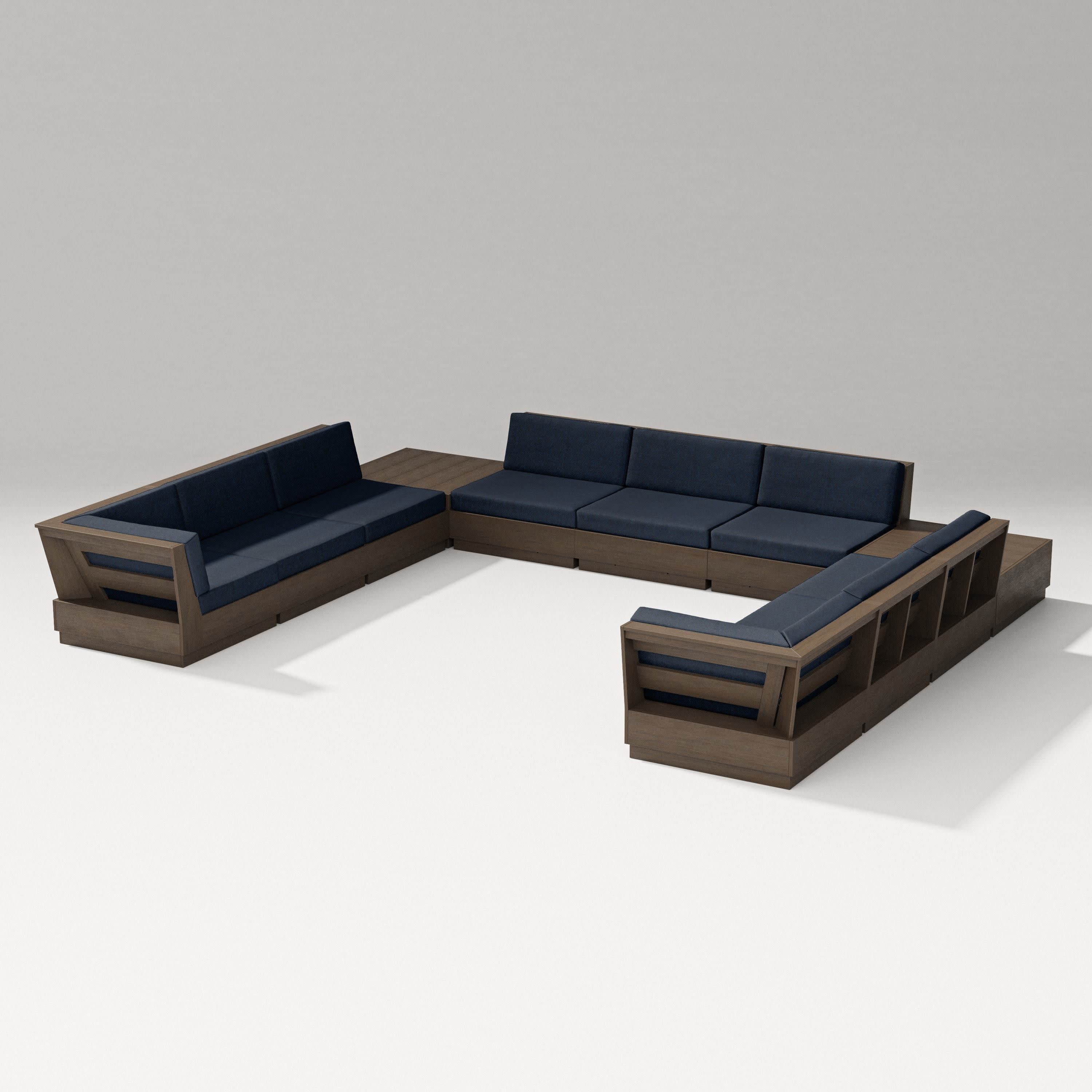 Elevate 11-Piece U-Shaped Sofa Sectional in Kona / Marine Indigo