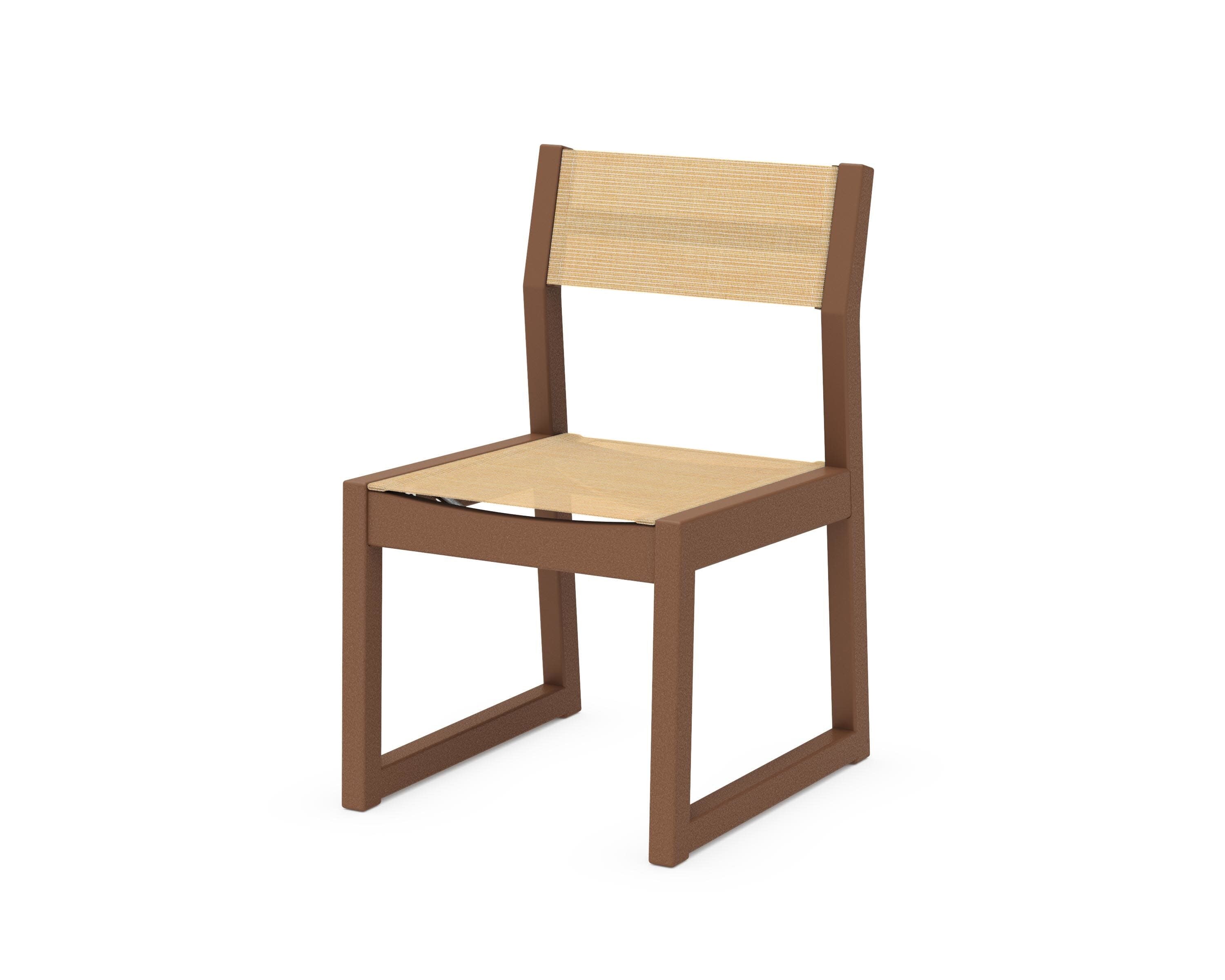 EDGE Sling Dining Side Chair in Teak / Dupioni Apricot Sling