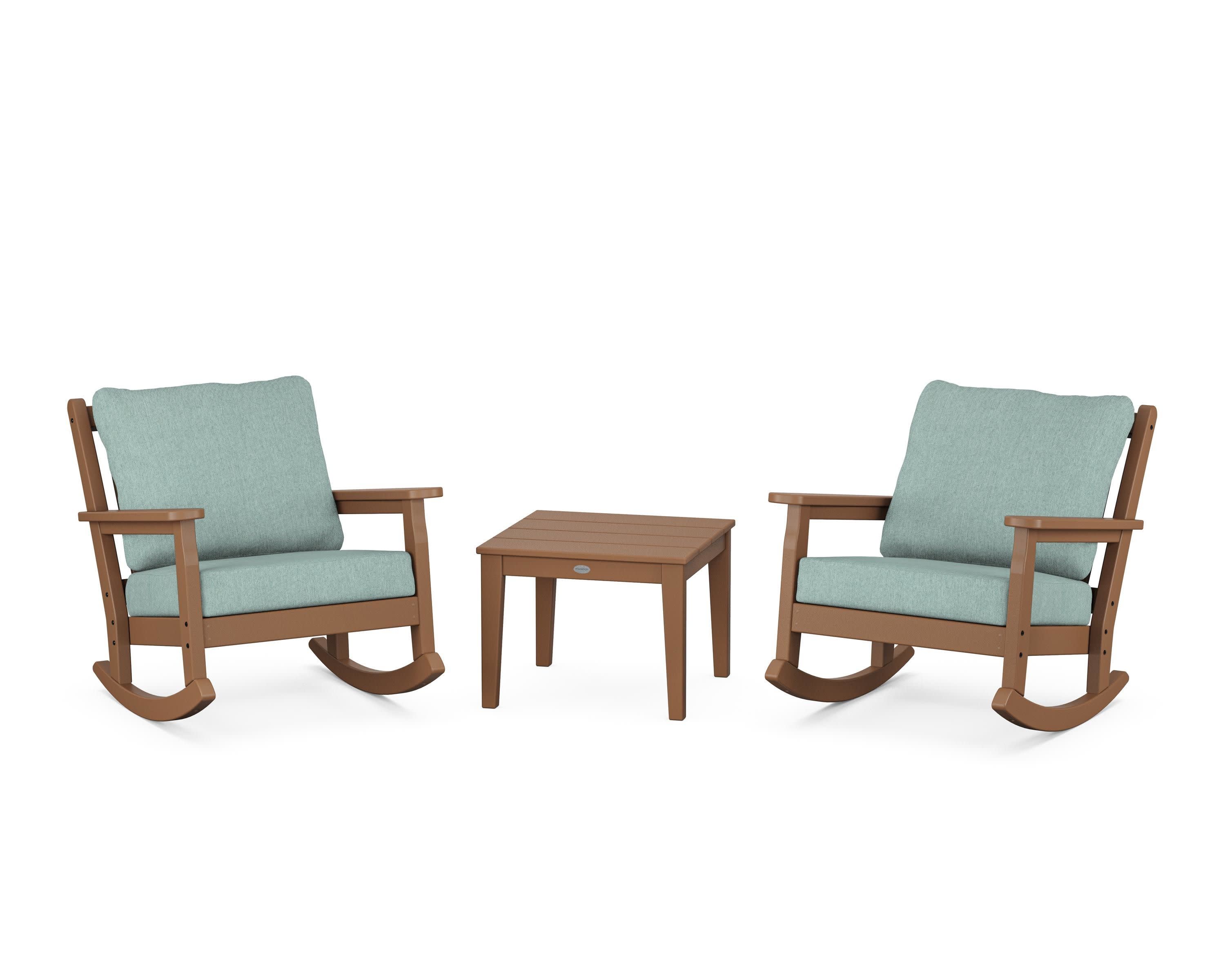 Chippendale 3-Piece Deep Seating Rocker Set in Teak / Glacier Spa