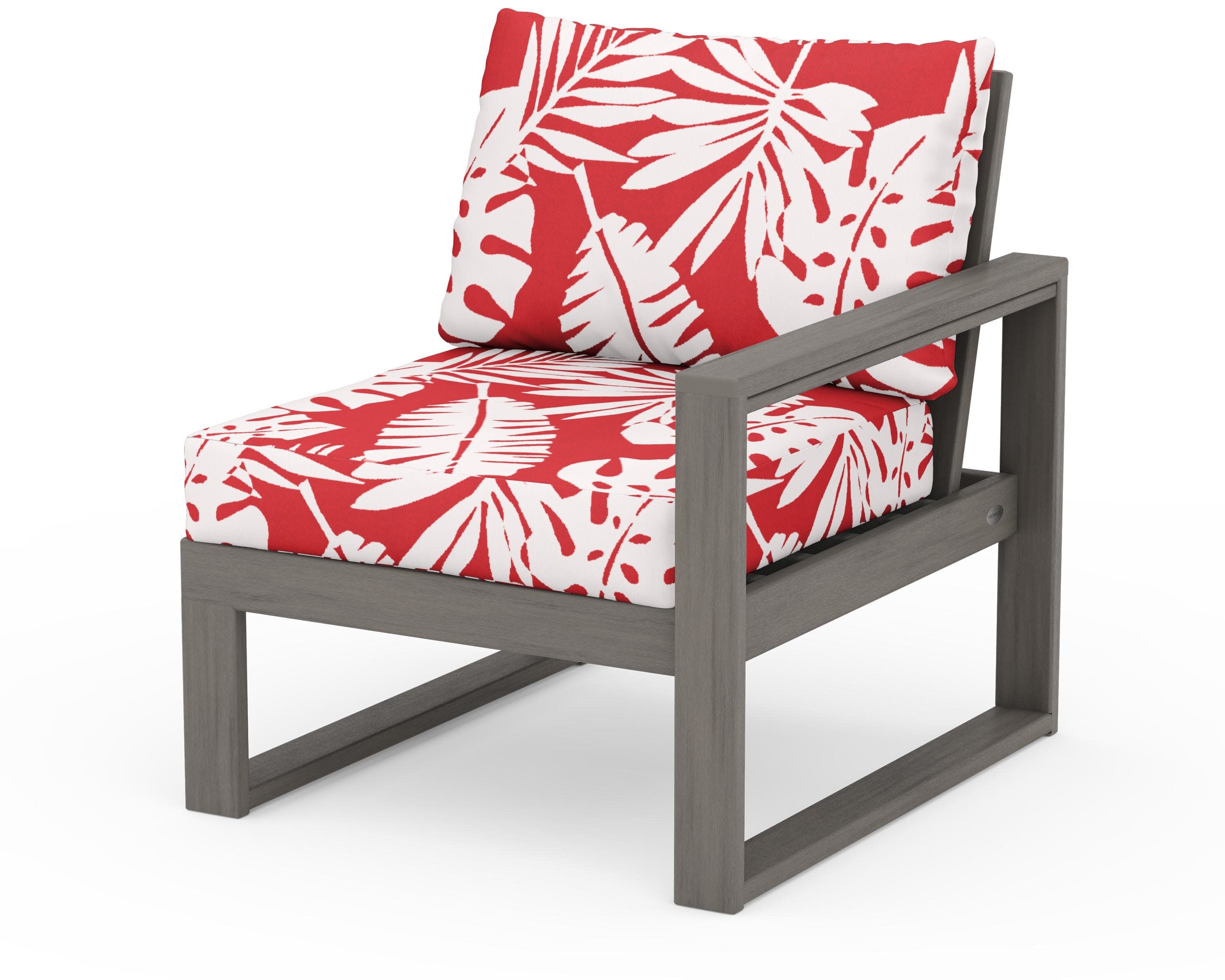 EDGE Modular Right Arm Chair in Driftwood / Leaf Crimson