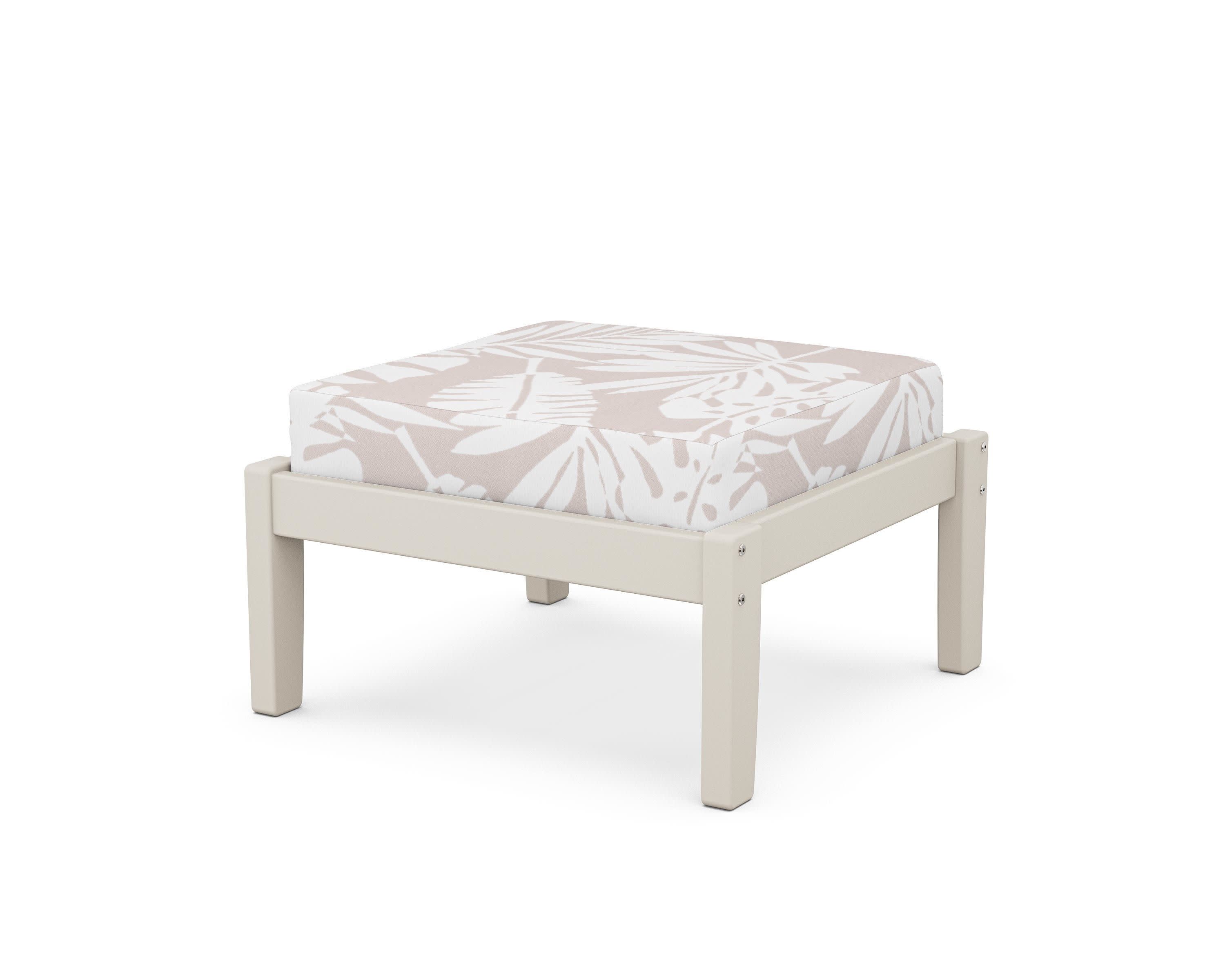 Deep Seating Ottoman in Sand / Leaf Dune Burlap