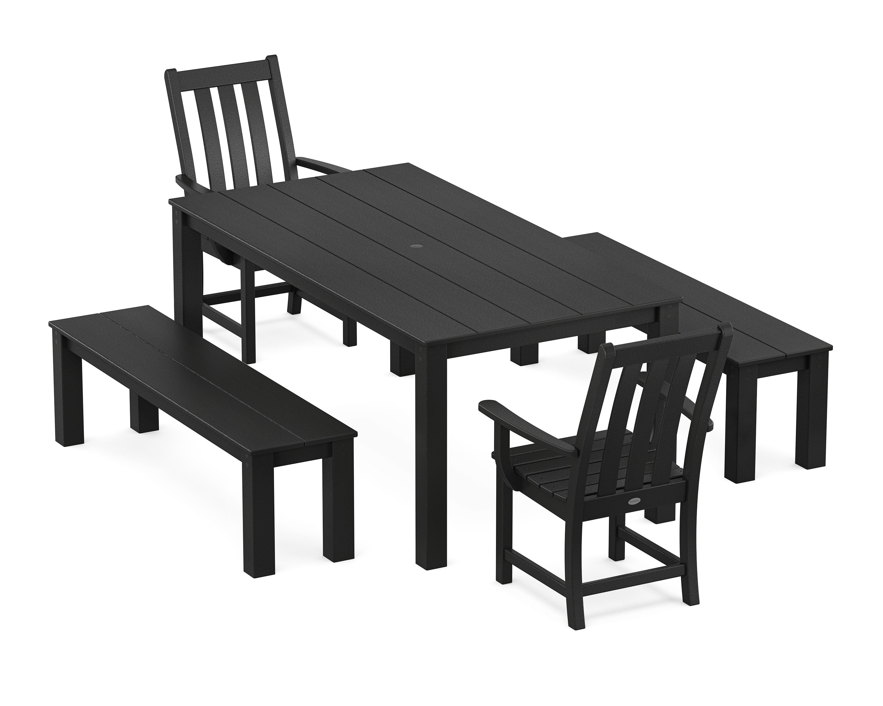 Vineyard 5-Piece Parsons Dining Set with Benches in Black