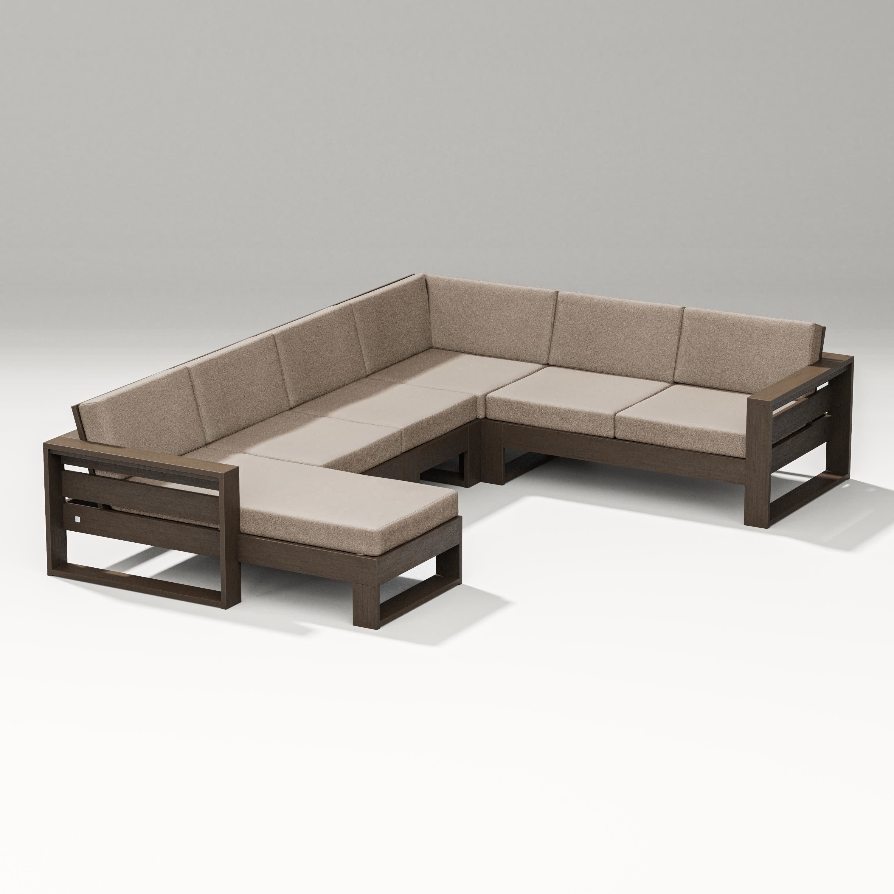Latitude Corner Sectional with Left Chaise in Kona / Spiced Burlap