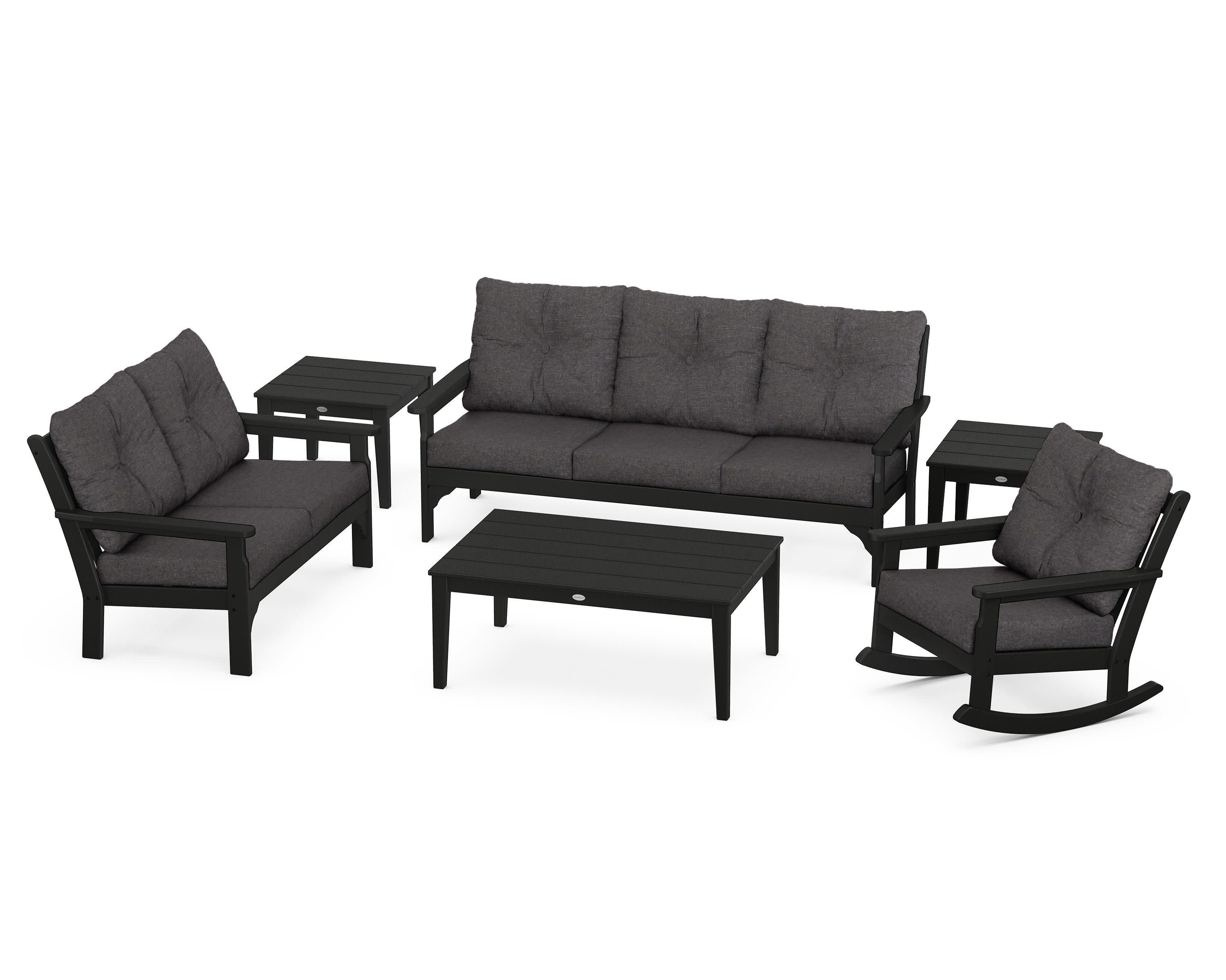Vineyard 6-Piece Deep Seating Set in Black / Ash Charcoal