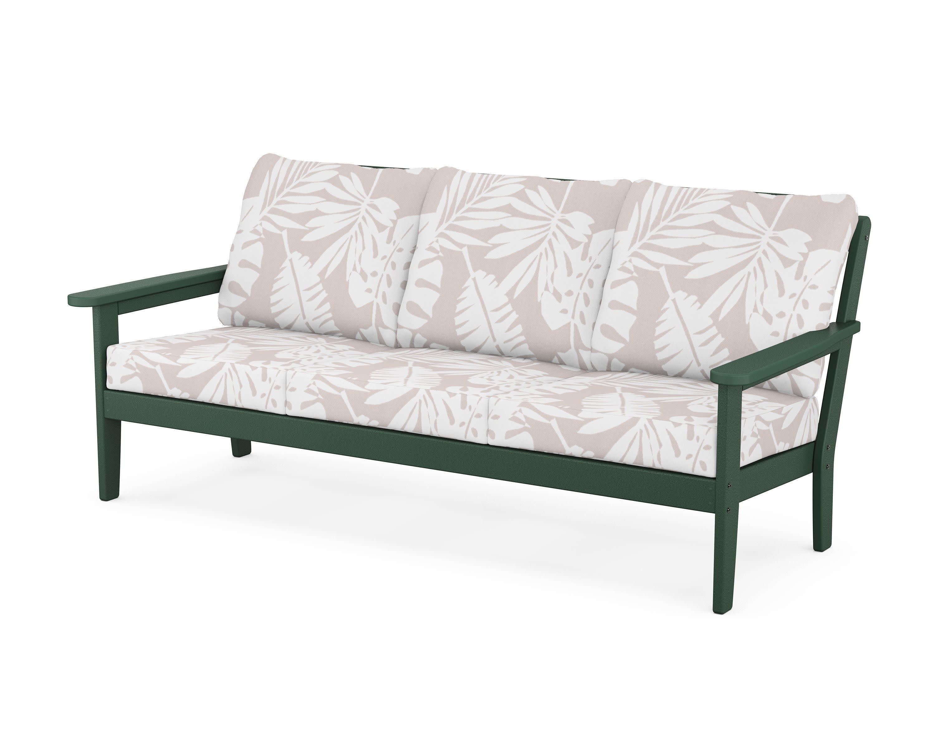 Cottage Deep Seating Sofa in Green / Leaf Dune Burlap
