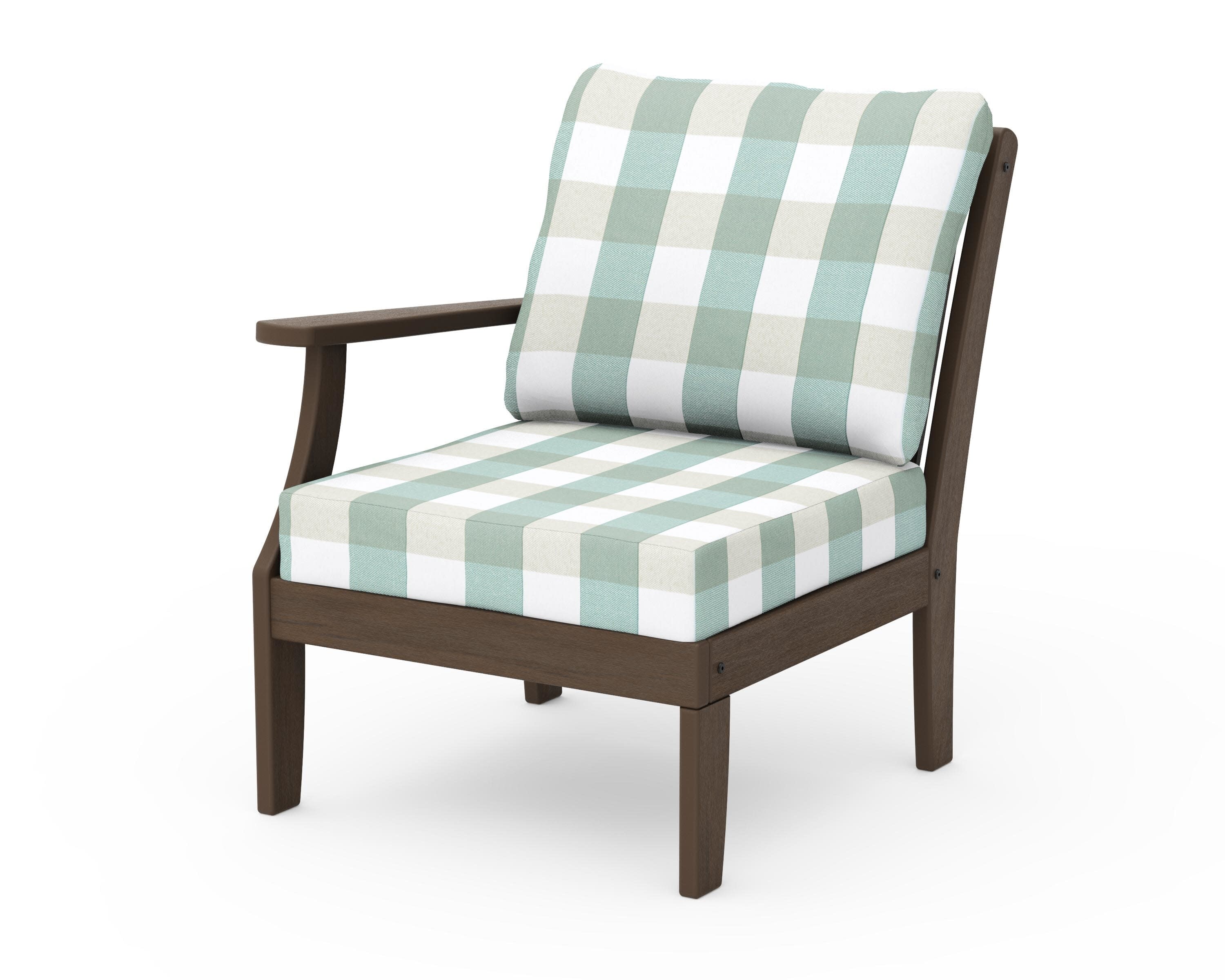Braxton Modular Left Arm Chair in Kona / Buffalo Plaid Glacier Spa