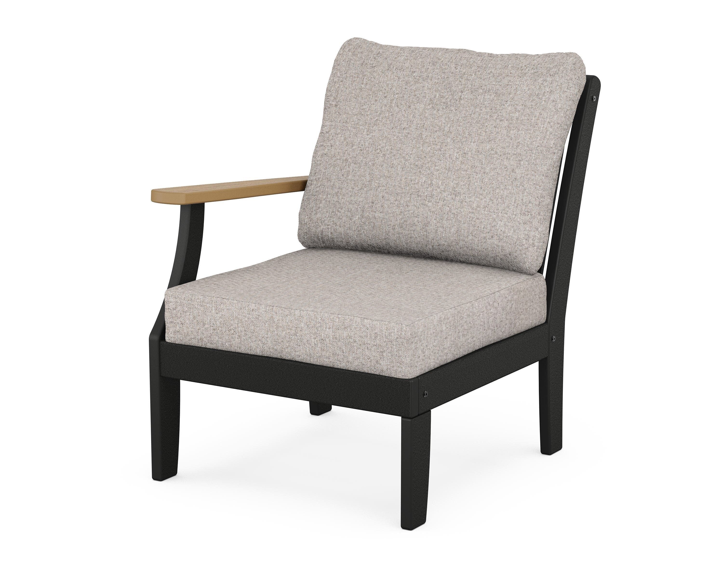 Braxton Modular Left Arm Chair in Black / Natural / Weathered Tweed