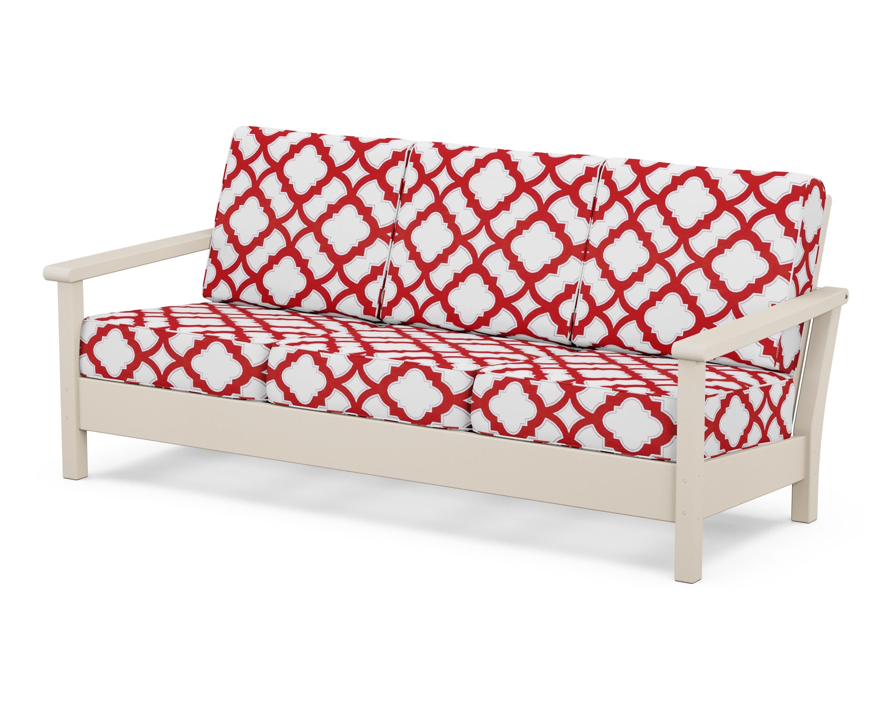 Harbour Deep Seating Sofa in Sand / Trellis Crimson