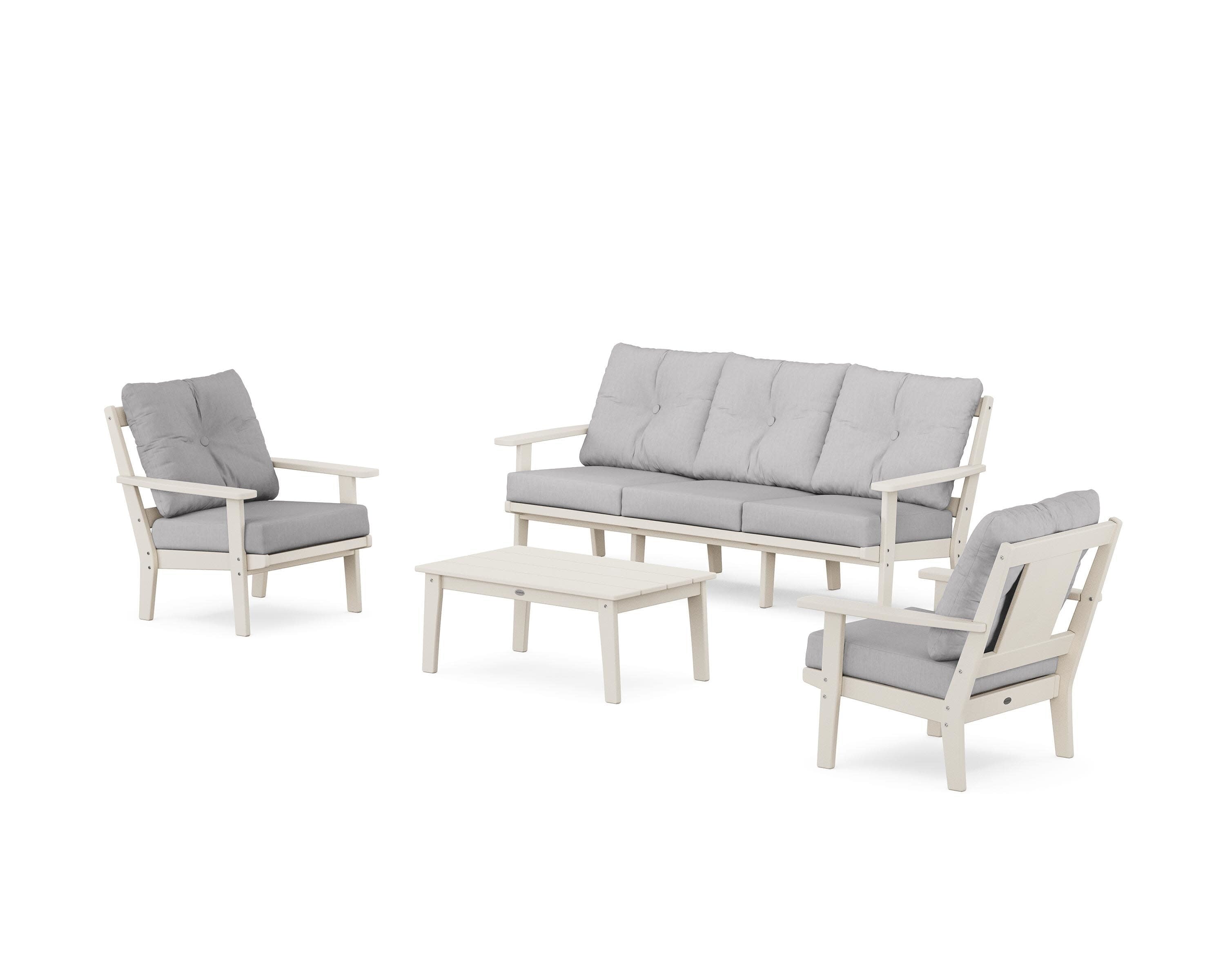 Prairie 4-Piece Deep Seating Set with Sofa in Sand / Granite
