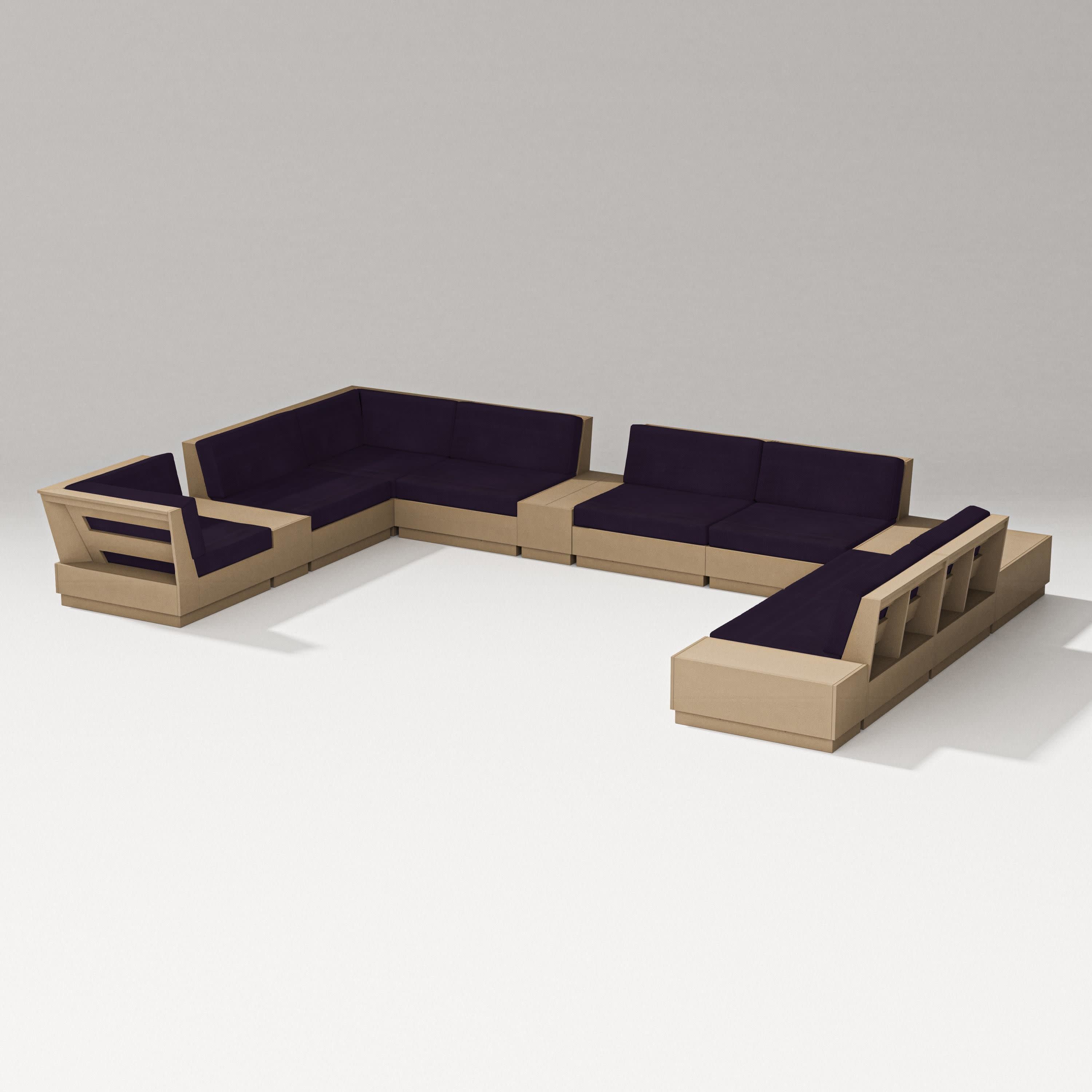 Elevate 12-Piece Conversation Sectional Set in Vintage Sahara / Navy Linen